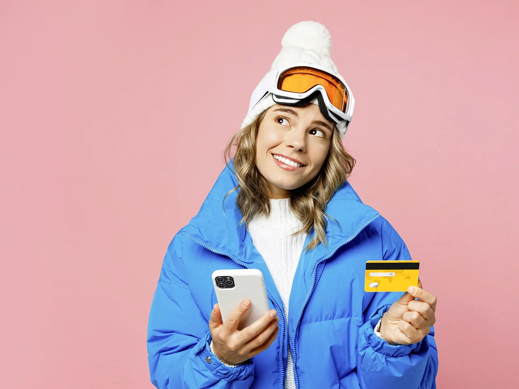 Snowboarder,Minded,Woman,Wear,Blue,Suit,Goggles,Mask,Hat,Ski