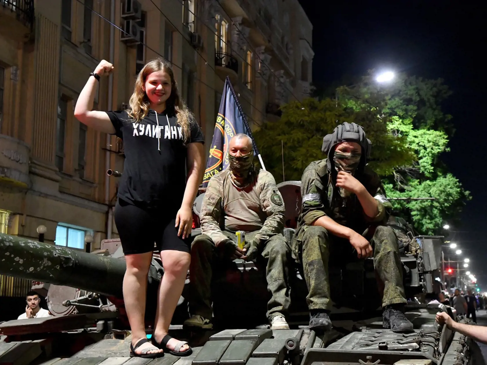 Žoldnieri zo súkromnej Vagnerovej skupiny pod vedením Jevgenija Prigožina po obsadení ruského mesta Rostov nad Donom 24. júna 2023.