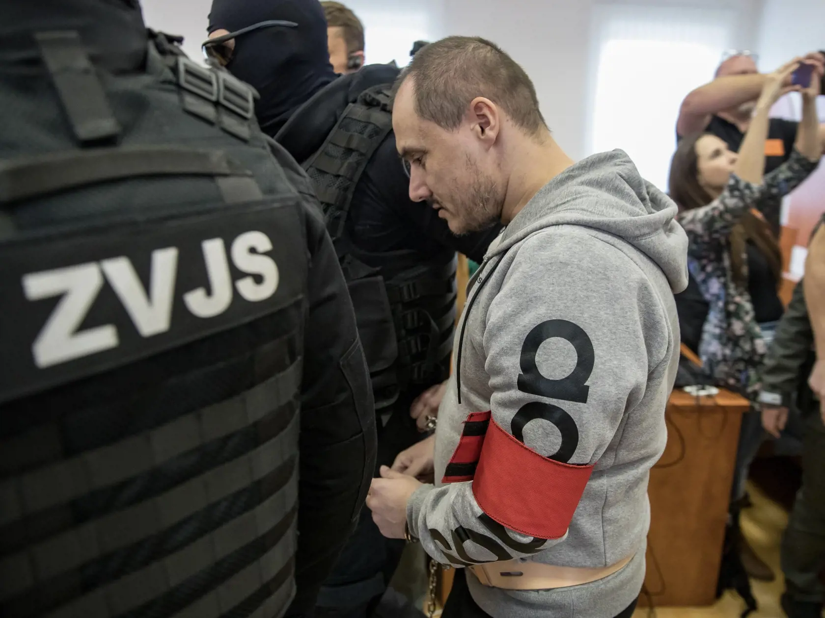 Prvé pojednávanie na Špecializovanom trestnom súde v Pezinku vo veci vraždy investigatívneho novinára Jána Kuciaka a jeho snúbenice Martiny Kušnírovej. Na snímke je Tomáš Szabó.
