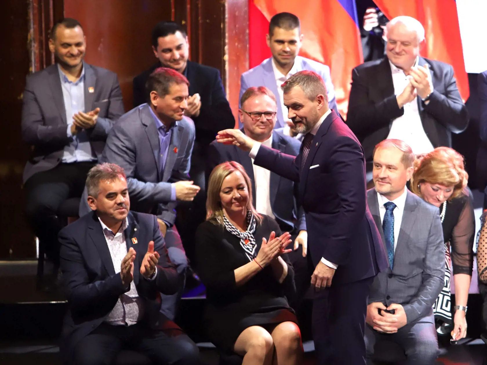 Na snímke predseda NR SR Peter Pellegrini (Hlas-SD) potvrdil svoju prezidentskú kandidatúru na podujatí Hlasu-sociálnej demokracie v Štátnej opere v Banskej Bystrici 19. januára 2024.