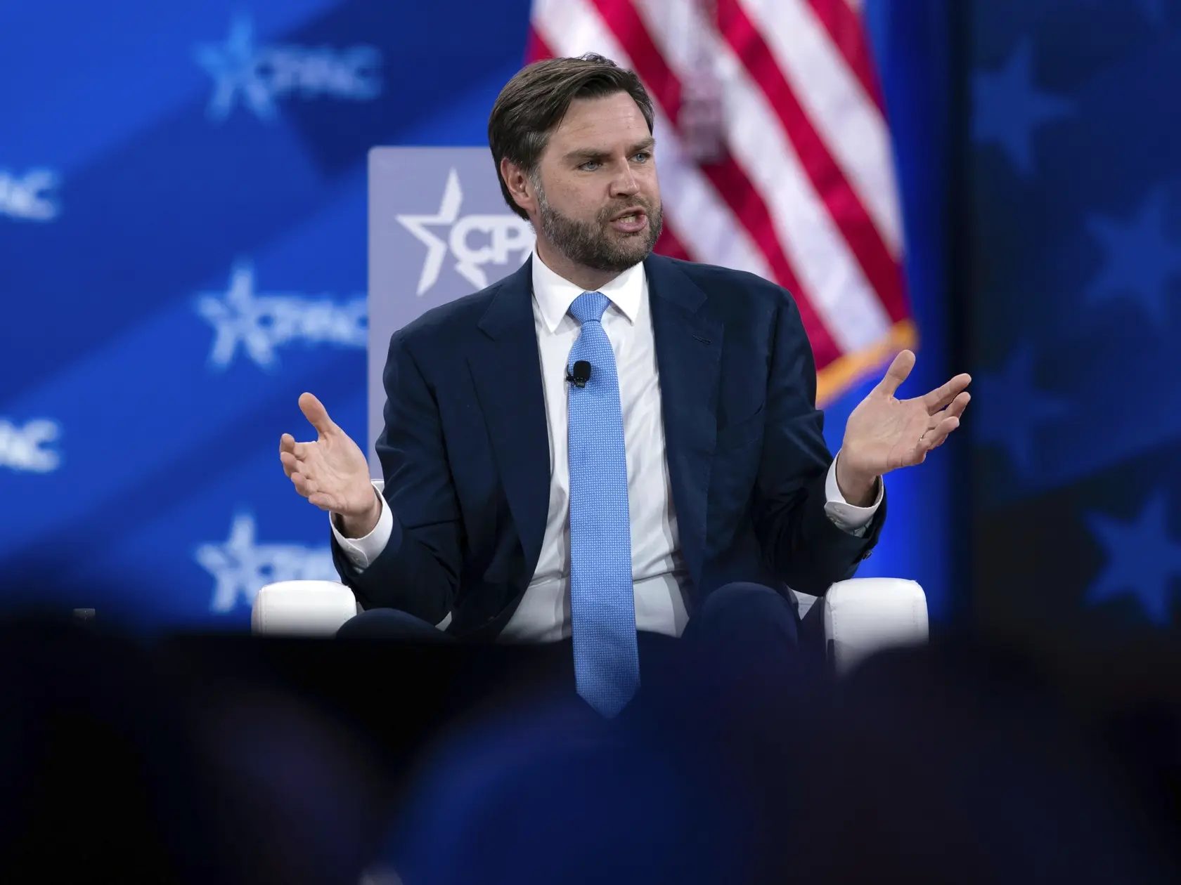 Na snímke viceprezident USA J.D. Vance reční na konferencii konzervatívnej politickej akcie (CPAC) vo Washingtone 20. februára 2025.