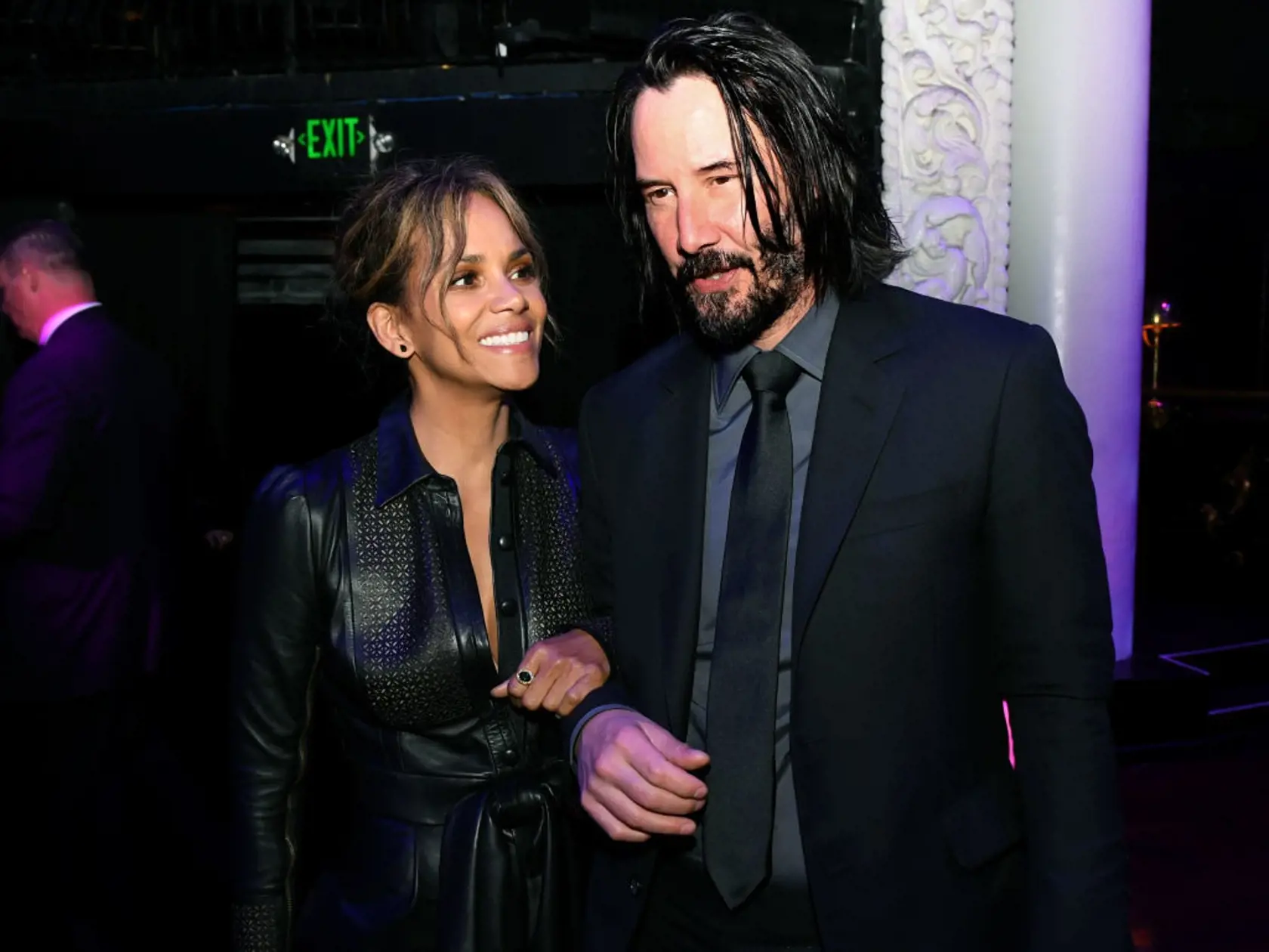 HOLLYWOOD, CALIFORNIA - MAY 15: Halle Berry (L) and Keanu Reeves pose at the after party for a special screening of LionsGate's "John Wick: Chapter 3 - Parabellum" at Avalon on May 15, 2019 in Hollywood, California. (Photo by Kevin Winter/Getty Images)
