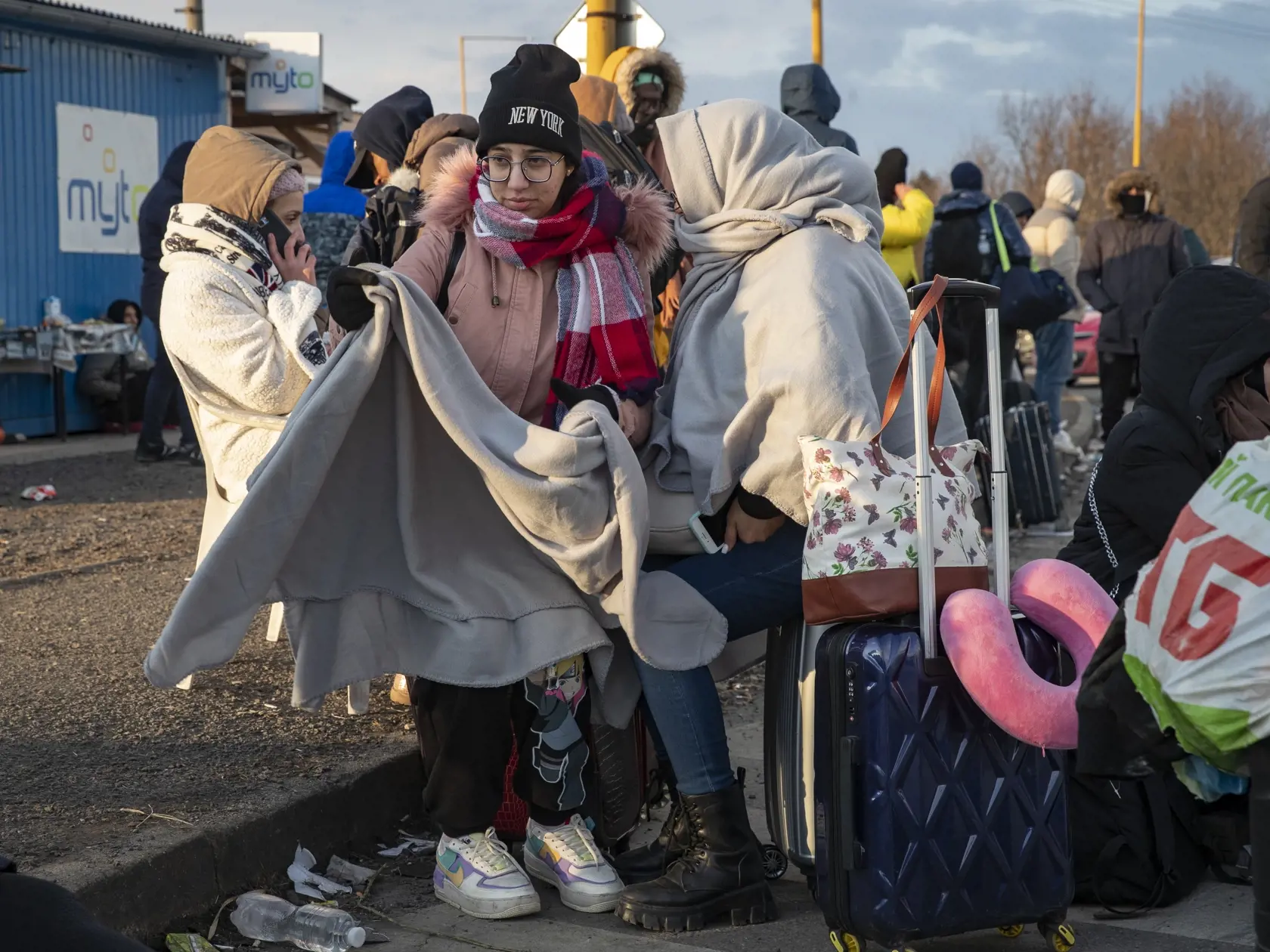Situácia na hraničnom priechode Vyšné Nemecké v smere zo Slovenska na Ukrajinu počas príchodu vojnových utečencov po napadnutí Ukrajiny Ruskom.