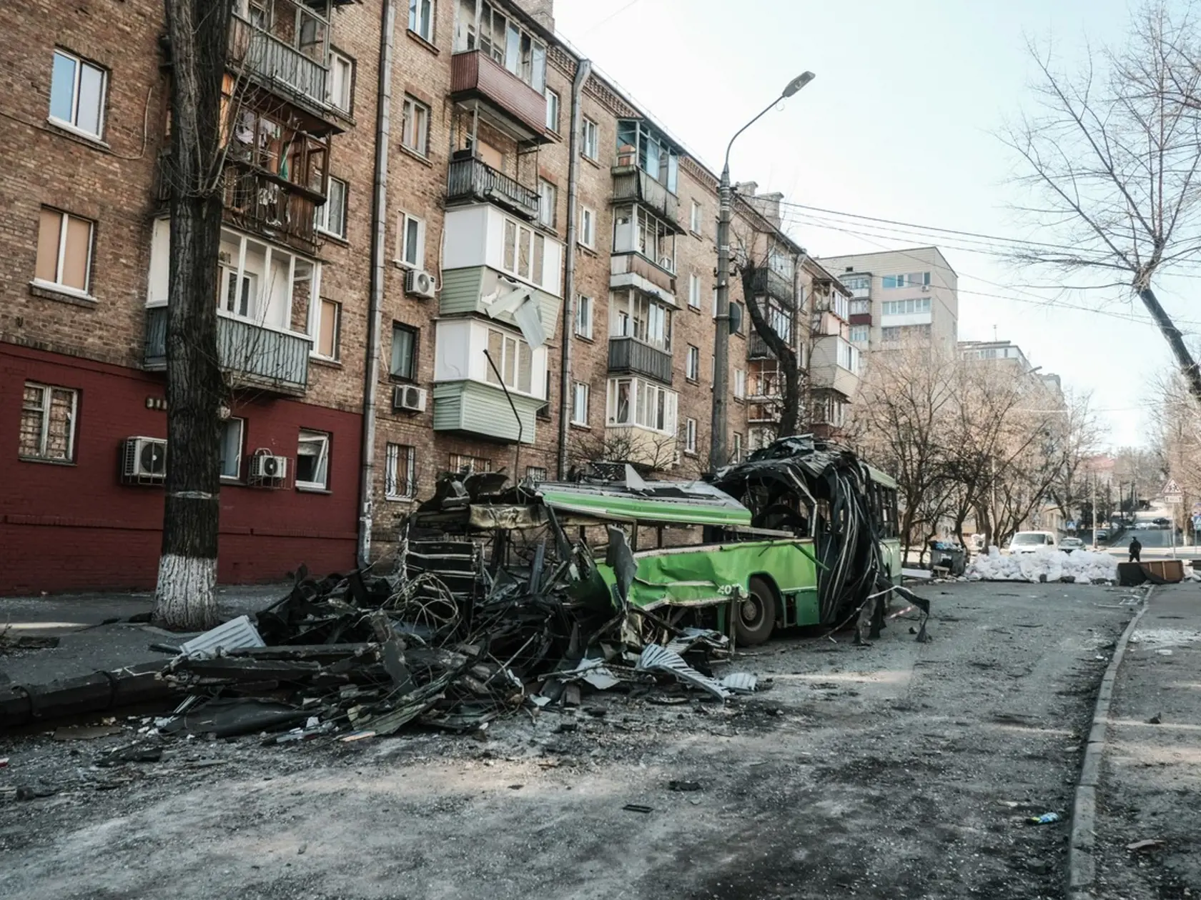 Smutné zábery z ukrajinského hlavného mesta Kyjev 19. marca 2022.