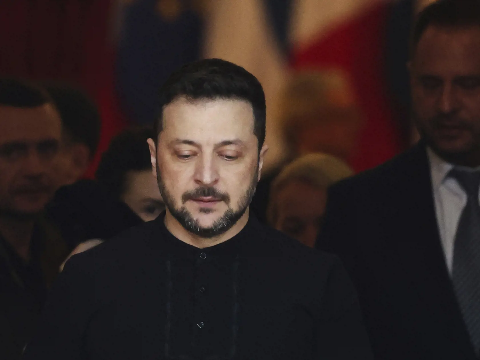 Ukrajinský prezident Volodymyr Zelenskyj počas summitu západných lídrov v Londýne v nedeľu 2. marca 2025.