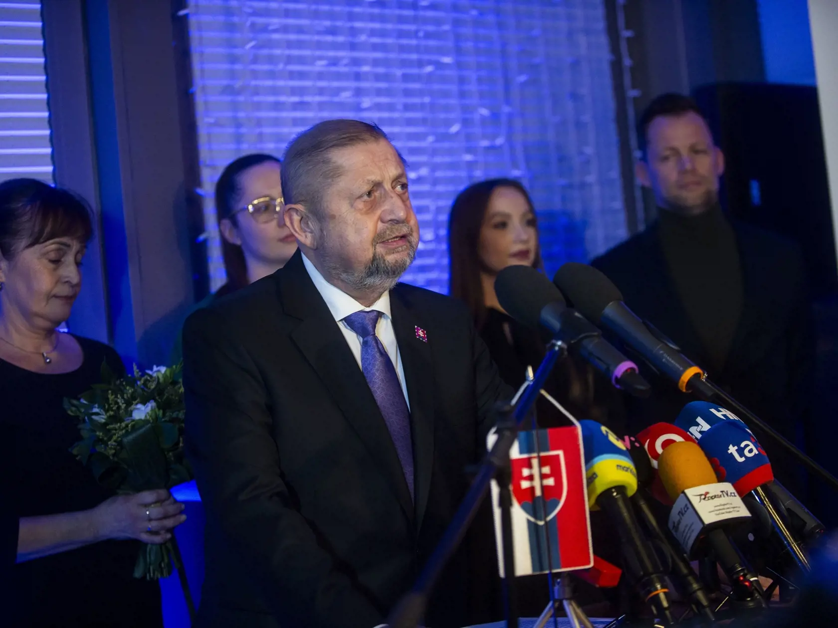 Exminister spravodlivosti a bývalý šéf Najvyššieho súdu Štefan Harabin (na snímke) bude opätovne kandidovať v tohtoročných prezidentských voľbách. Podpisy na svoju kandidatúru chce v Národnej rade SR odovzdať v piatok (26. 1.). Informoval o tom na stredajšej tlačovej konferencii 24. januára 2024 v Bratislave. FOTO TASR - Jakub Kotian