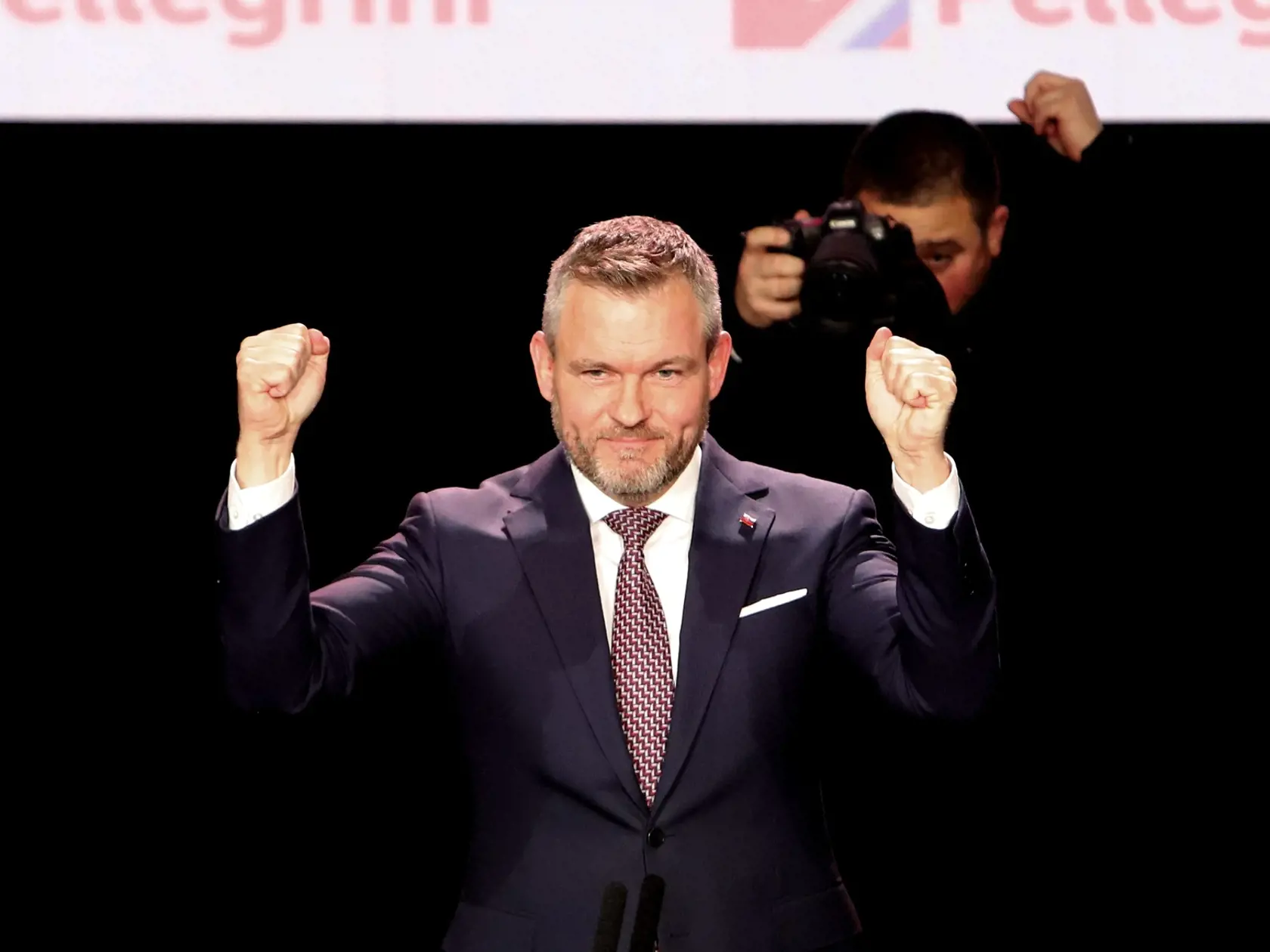 Na snímke predseda NR SR Peter Pellegrini (Hlas-SD) potvrdil svoju prezidentskú kandidatúru na  podujatí Hlasu-sociálnej demokracie v Štátnej opere v Banskej Bystrici 19. januára 2024.