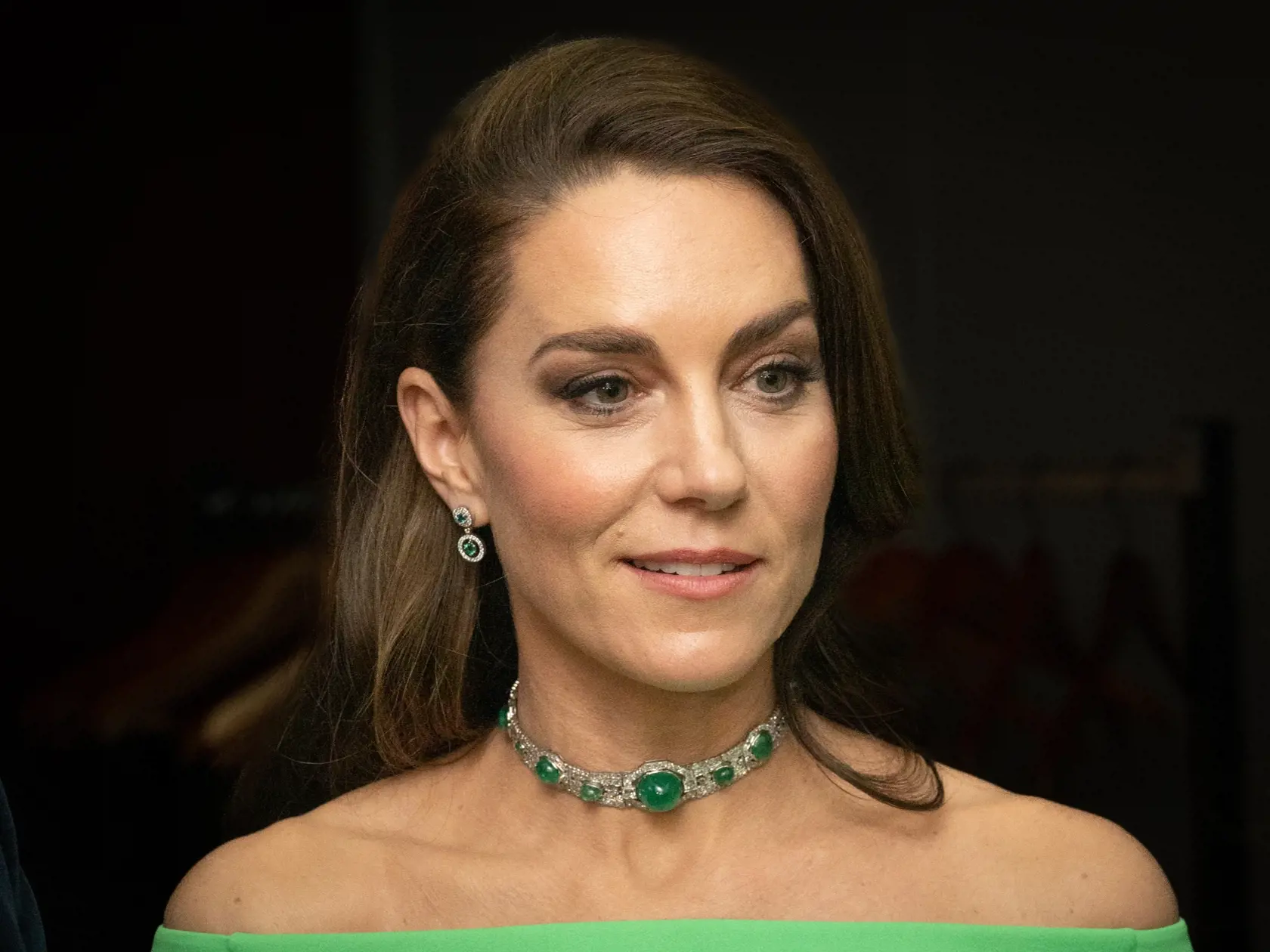 V súlade s ekologickou témou večera sa princezná Kate rozhodla obliecť šaty od značky Solace London, ktorý kráľovská rodina získala z online požičovne návrhárov HURR. Za zapožičanie róby účtuje 74 až 194 libier.