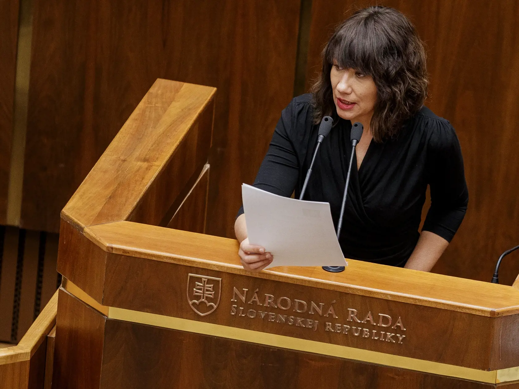 Na snímke Lucia Ďuriš Nicholsonová počas mimoriadnej schôdze Národnej rady Slovenskej republiky, k návrhu skupiny poslancov na odvolanie Andreja Danka z postu predsedu NRSR.