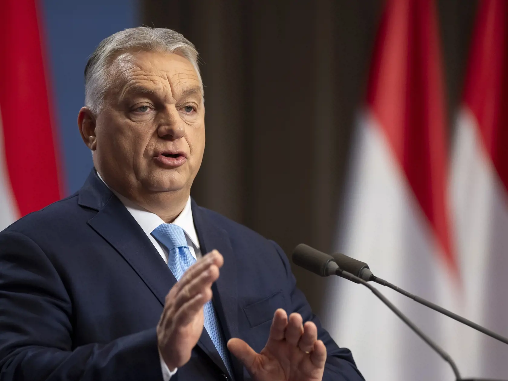 Maďarský premiér Viktor Orbán reční počas jeho koncoročnej tlačovej konferencie v Budapešti 21. decembra 2024. Snahou Budapešti je udržať konflikty s Poľskom na zvládnuteľnej úrovni. Predseda maďarskej vlády Viktor Orbán to podľa servera nepszava.hu povedal v sobotu v súvislosti s udelením azylu bývalému námestníkovi poľského ministra spravodlivosti Marcinovi Romanowskému. 
