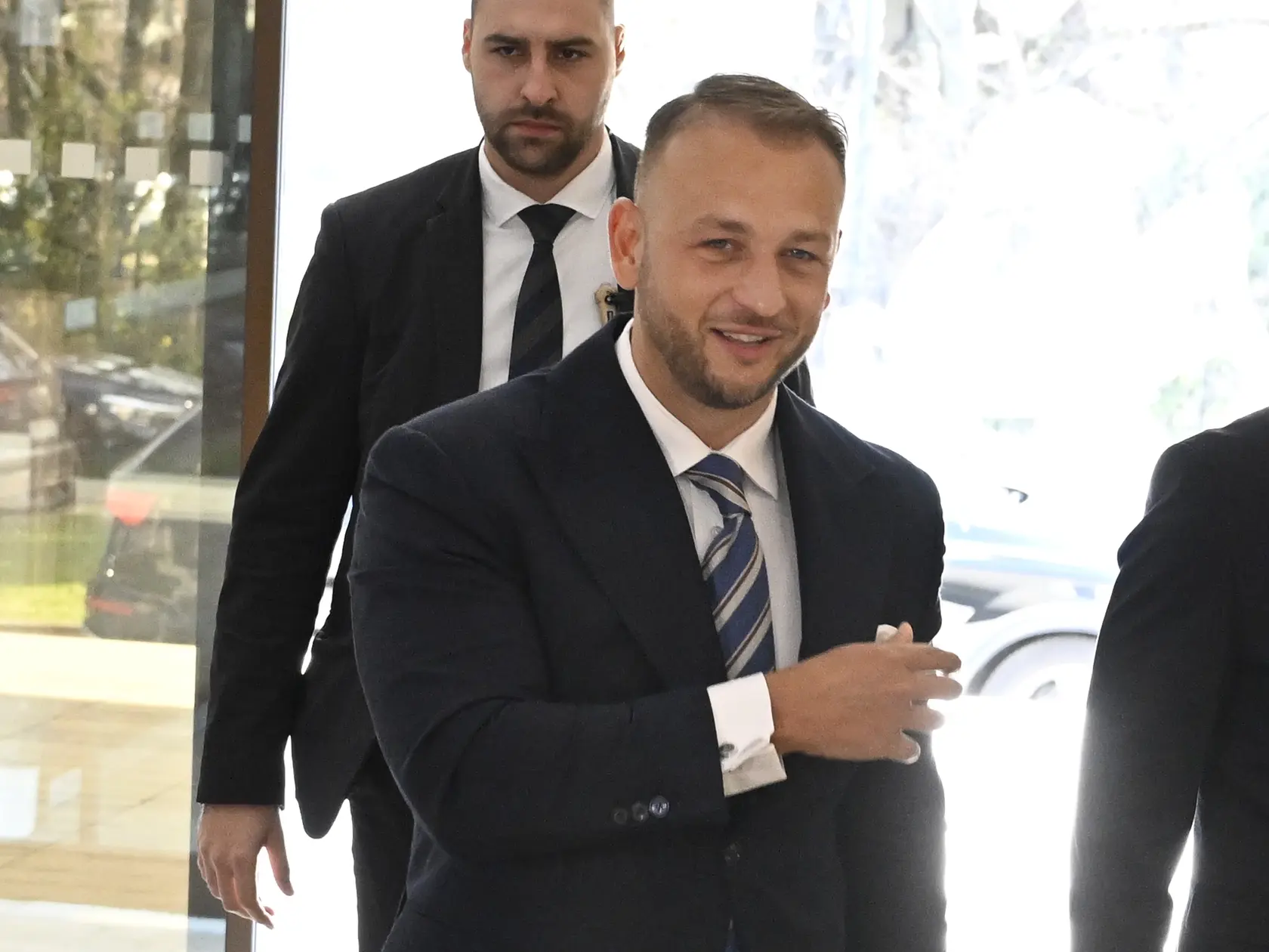 Na snímke minister vnútra SR Matúš Šutaj Eštok (Hlas-SD) počas príchodu na 80. zasadnutie vlády SR 26. marca 2025 v Bratislave.