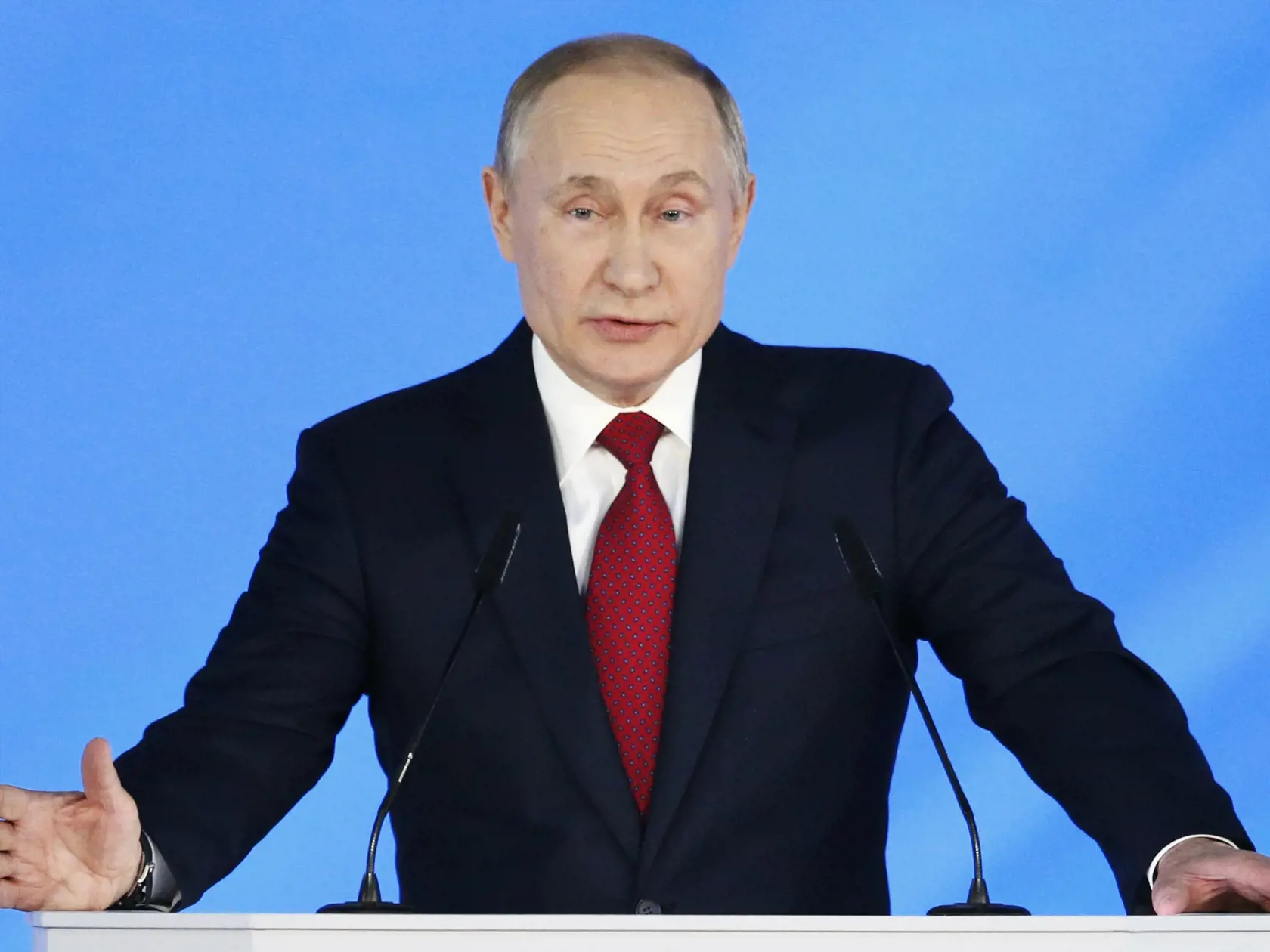 JB 19 Moskva - Ruský prezident Vladimir Putin počas výročného prejavu k poslancom  Federálneho zhromaždenia v Moskve 15. januára 2020. FOTO TASR/AP

Russian President Vladimir Putin addresses the State Council in Moscow, Russia, Wednesday, Jan. 15, 2020. (AP Photo/Alexander Zemlianichenko )