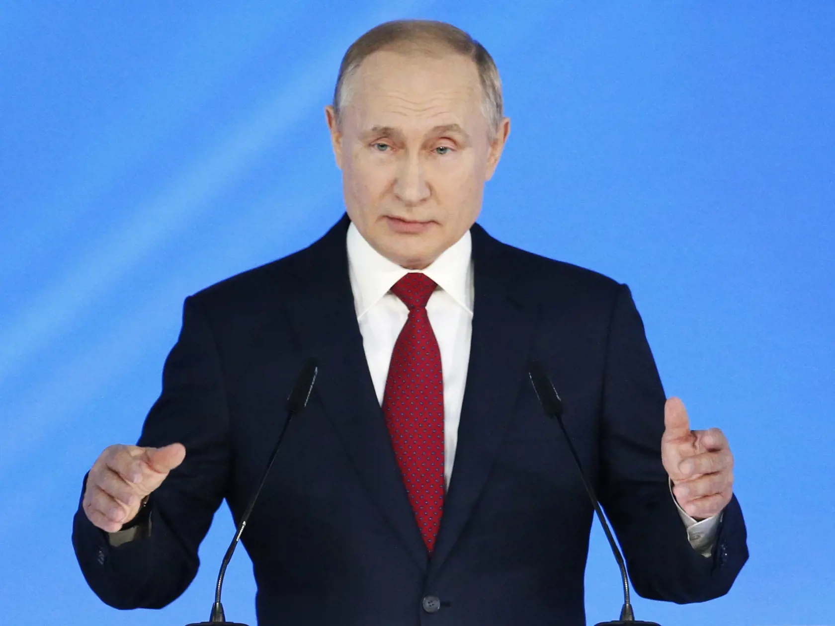 JB 22 Moskva - Ruský prezident Vladimir Putin počas výročného prejavu k poslancom  Federálneho zhromaždenia v Moskve 15. januára 2020. FOTO TASR/AP

Russian President Vladimir Putin addresses the State Council in Moscow, Russia, Wednesday, Jan. 15, 2020. (AP Photo/Alexander Zemlianichenko )