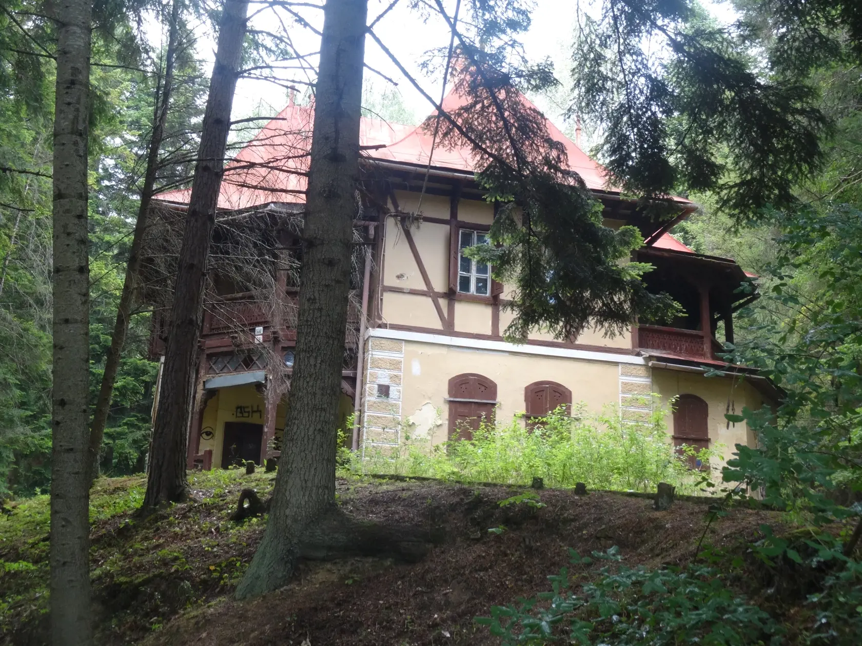 Kúpeľný dom Pionier je v úbohom stave, potreboval by rekonštrukciu. Aktuálny vlastník sa o svoj majetok nestará.