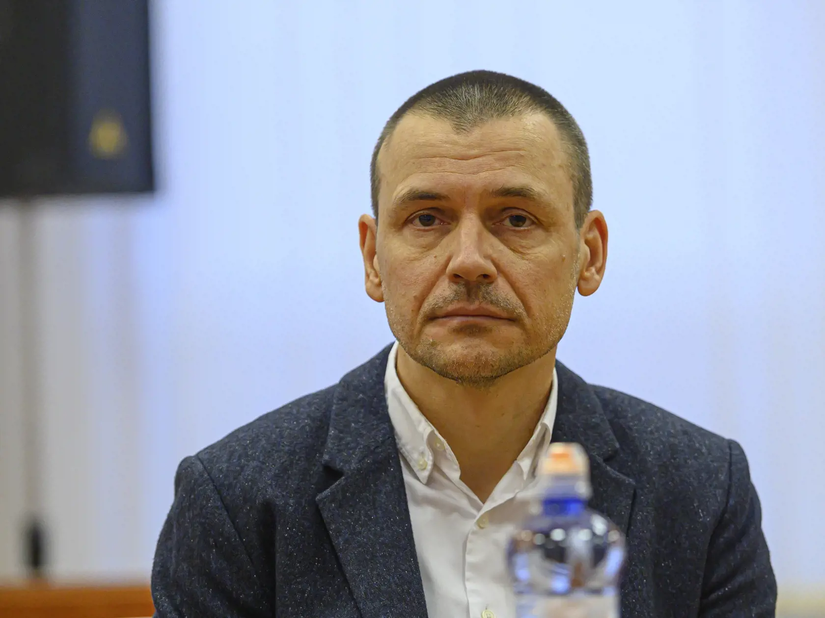 Hlavné pojednávanie v kauze vraždy novinára Jána Kuciaka a jeho snúbenice Martiny Kušnírovej na Špecializovanom trestnom súde v Pezinku, 15. januára 2020. Na snímke svedok Peter Tóth. FOTO TASR - Michal Svítok