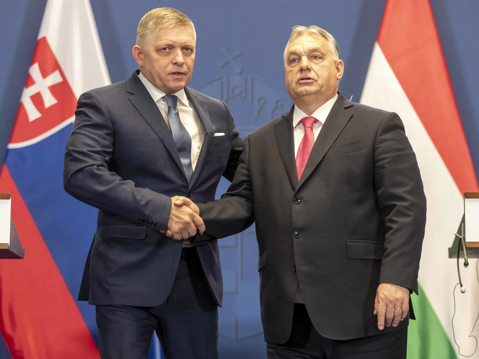 Predseda vády Maďarska Viktor ORBÁN a predseda vády Slovenska Robert FICO na splolčnéj tlačovéj konferencií v Budapešti