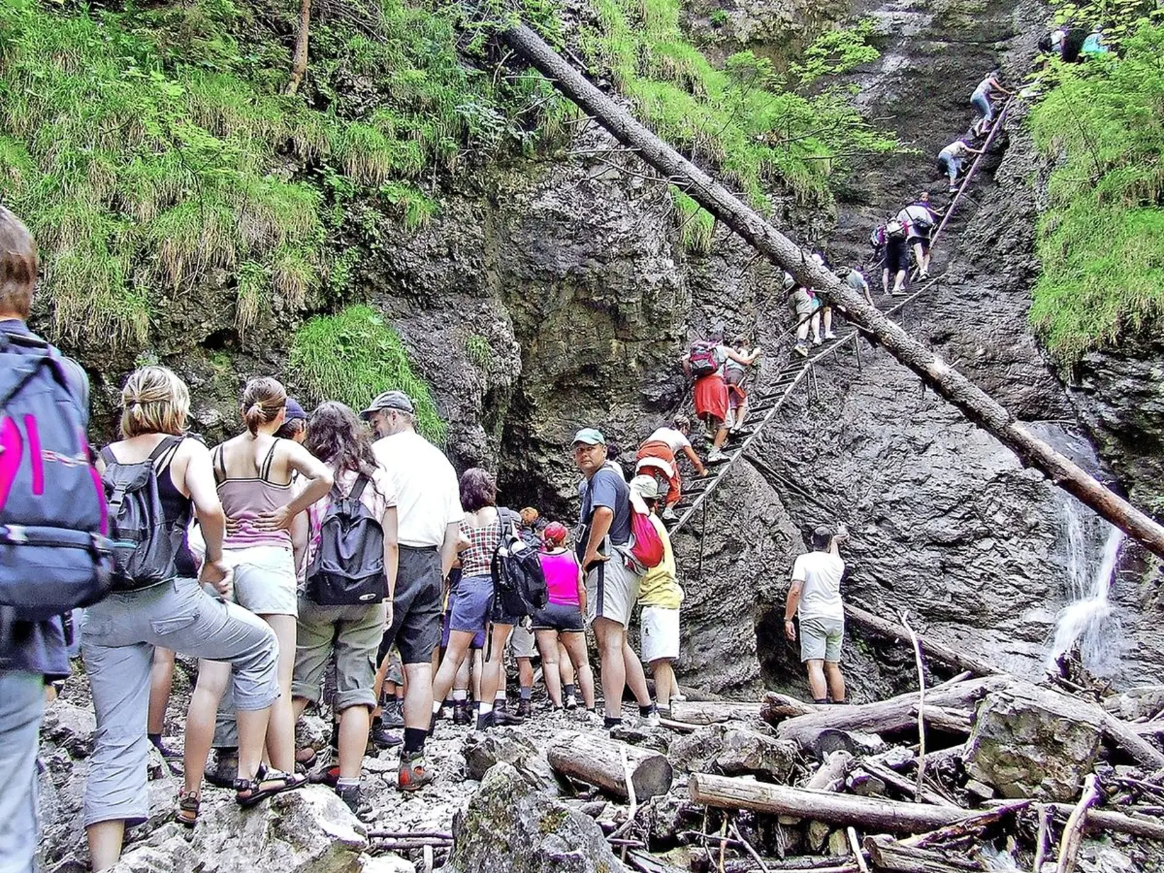 Slovenský raj. Toto vyzerá na sen každého podnikateľa v cestovnom ruchu – plno turistov.