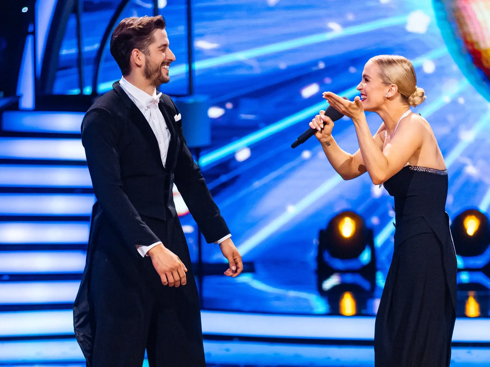 Finále tanečnej súťaže celebrít “LET’S DANCE 2024” v Bratislave. Na snímke Jakub Jablonský a Eliška Lenčešová.