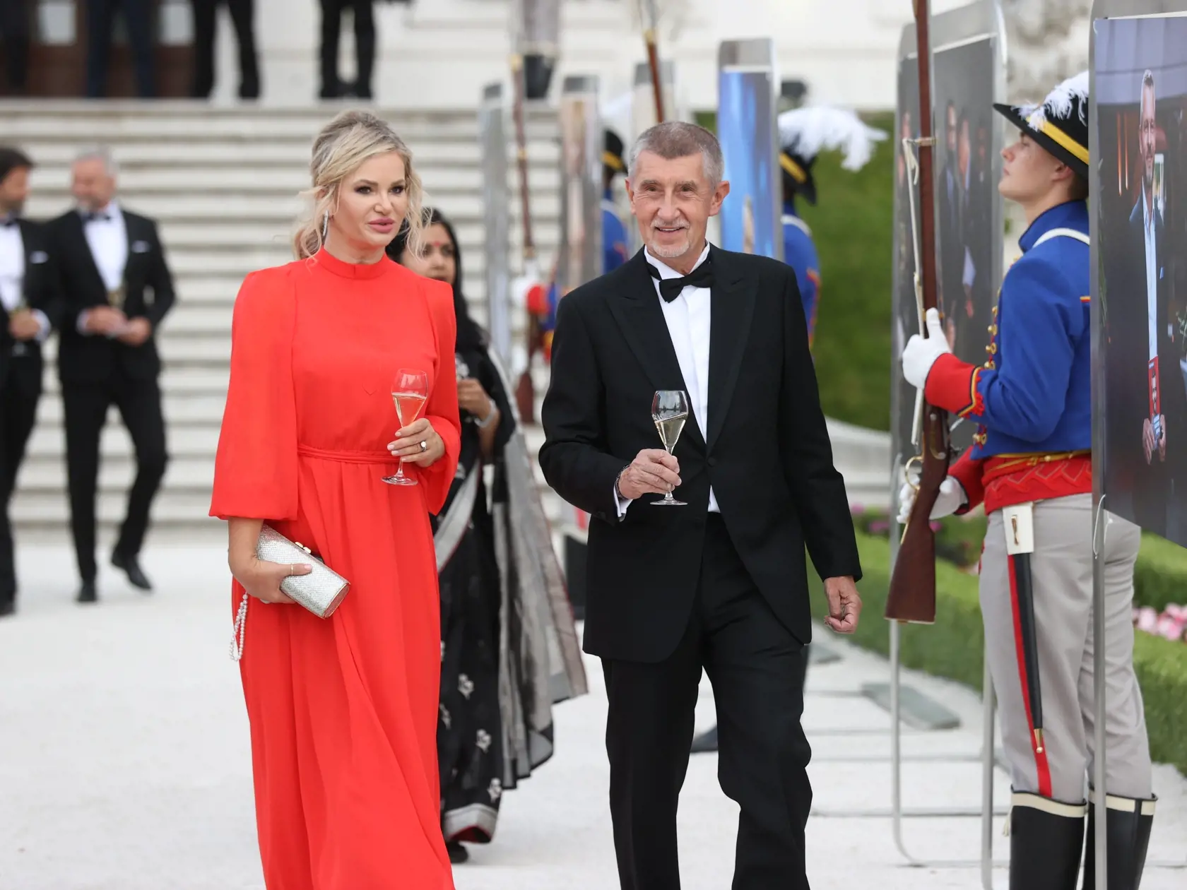 Slávnostná recepcia prezidenta SR Petra Pellegriniho na Bratislavskom hrade. Na snímke je Andrej Babiš s manželkou.