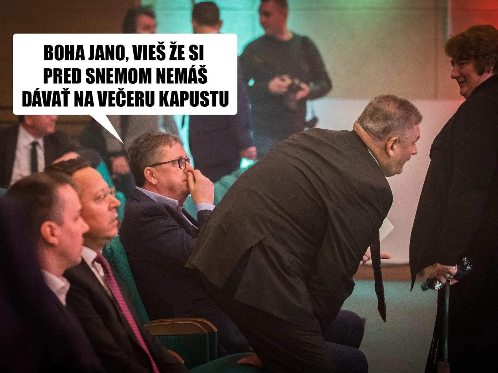 Na konferencii strany Smer-SD sa dal vidieť aj takýto obrázok.