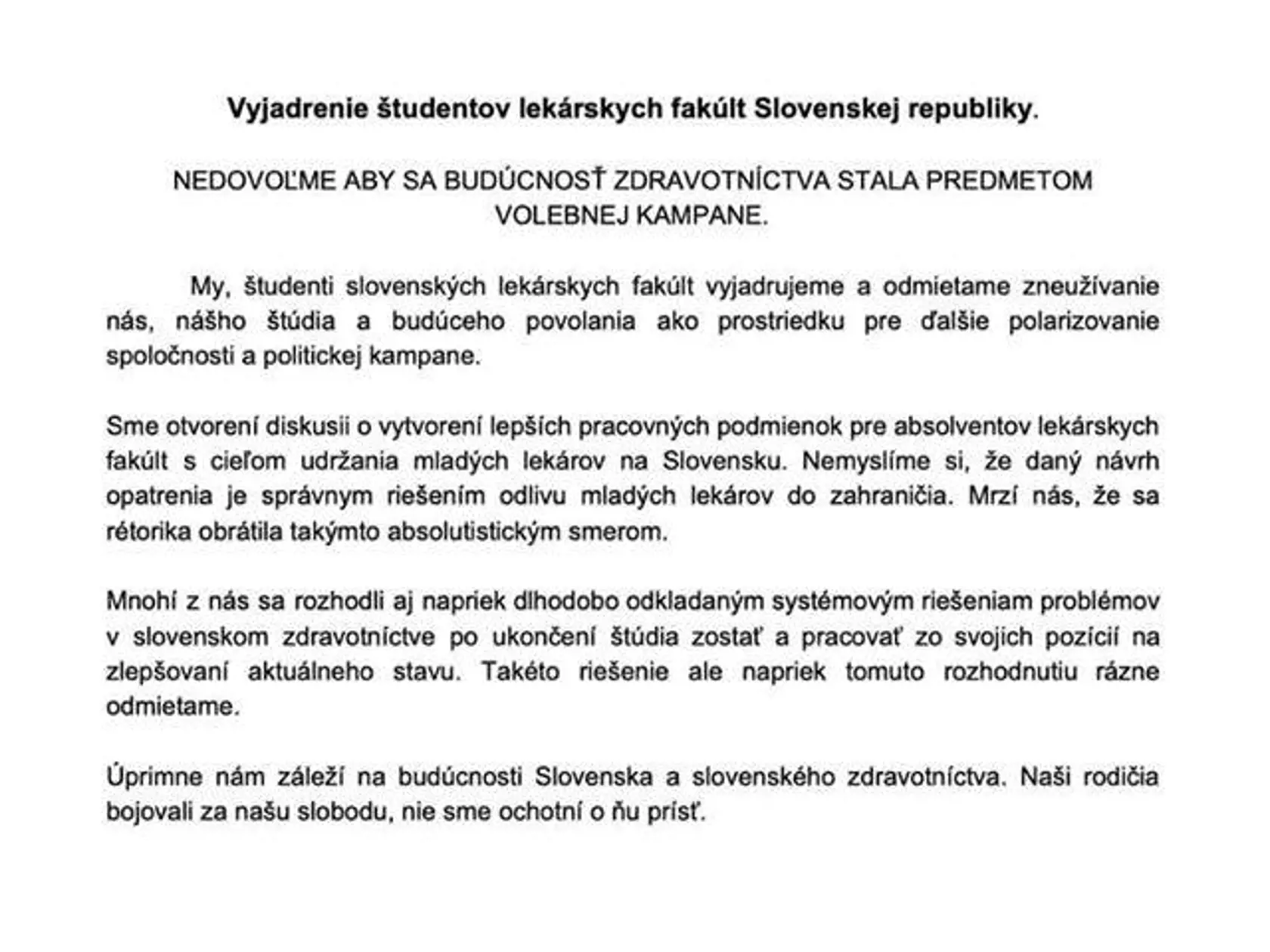 Tu je reakcia študentov medicíny...