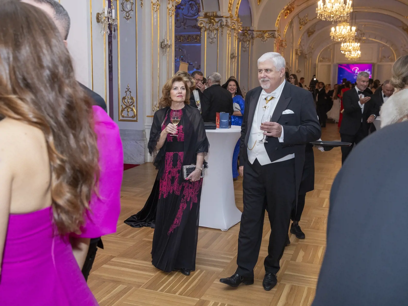  Na snímke je Prešporský bál 2024 v bratislavskej Redute.
Oliver Andrássy s manželkou.