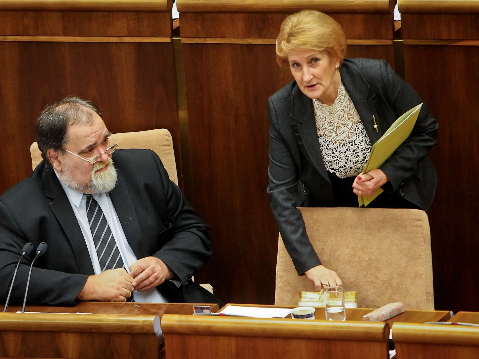 Na snimke zlava podpredsedovia NRSR Miroslav Ciz a Jana Lassakova pocas rokovania 46. schodze. Narodnej rady Slovenskej republiky.