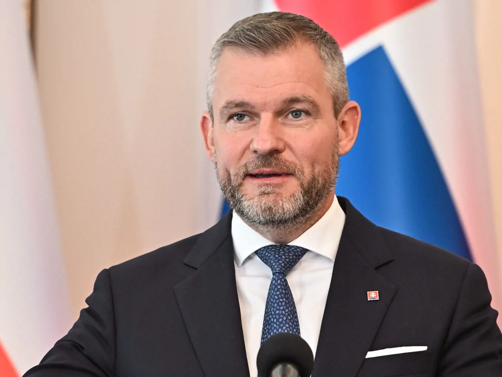 KK18 Varšava - Slovenský prezident Peter Pellegrini hovorí počas počas tlačovej konferencie s poľským prezidentom Andrzejom Dudom vo Varšave 4. júla 2024. FOTO TASR/PAP
Warszawa, 04.07.2024. Prezydent Republiki Słowackiej Peter Pellegrini podczas wspólnej konferencji prasowej z prezydentem RP Andrzejem Dudą w Pałacu Prezydenckim w Warszawie, 4 bm. (jm) PAP/Radek Pietruszka