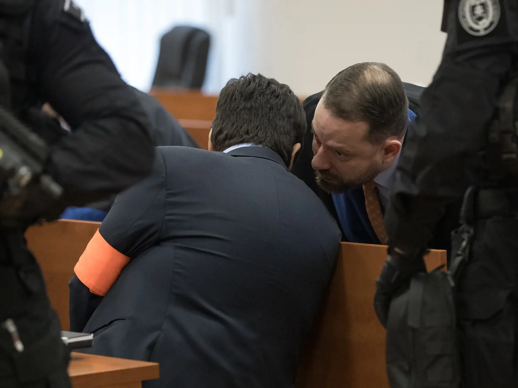 Prvé pojednávanie na Špecializovanom trestnom súde v Pezinku vo veci vraždy investigatívneho novinára Jána Kuciaka a jeho snúbenice Martiny Kušnírovej. Na snímke je Marián Kočner so svojim obhájcom Marekom Parom.