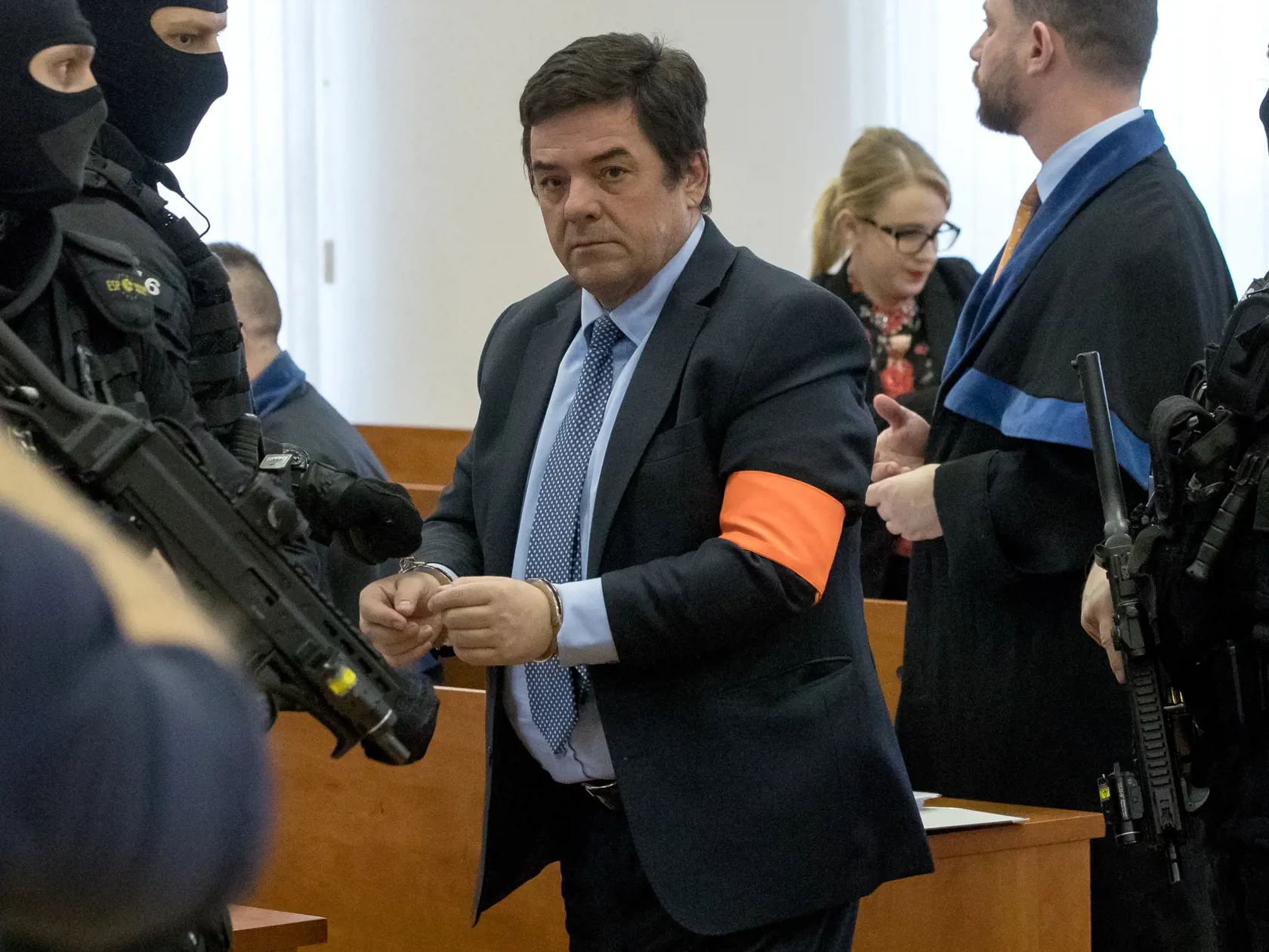 Prvé pojednávanie na Špecializovanom trestnom súde v Pezinku vo veci vraždy investigatívneho novinára Jána Kuciaka a jeho snúbenice Martiny Kušnírovej. Na snímke je Marián Kočner.