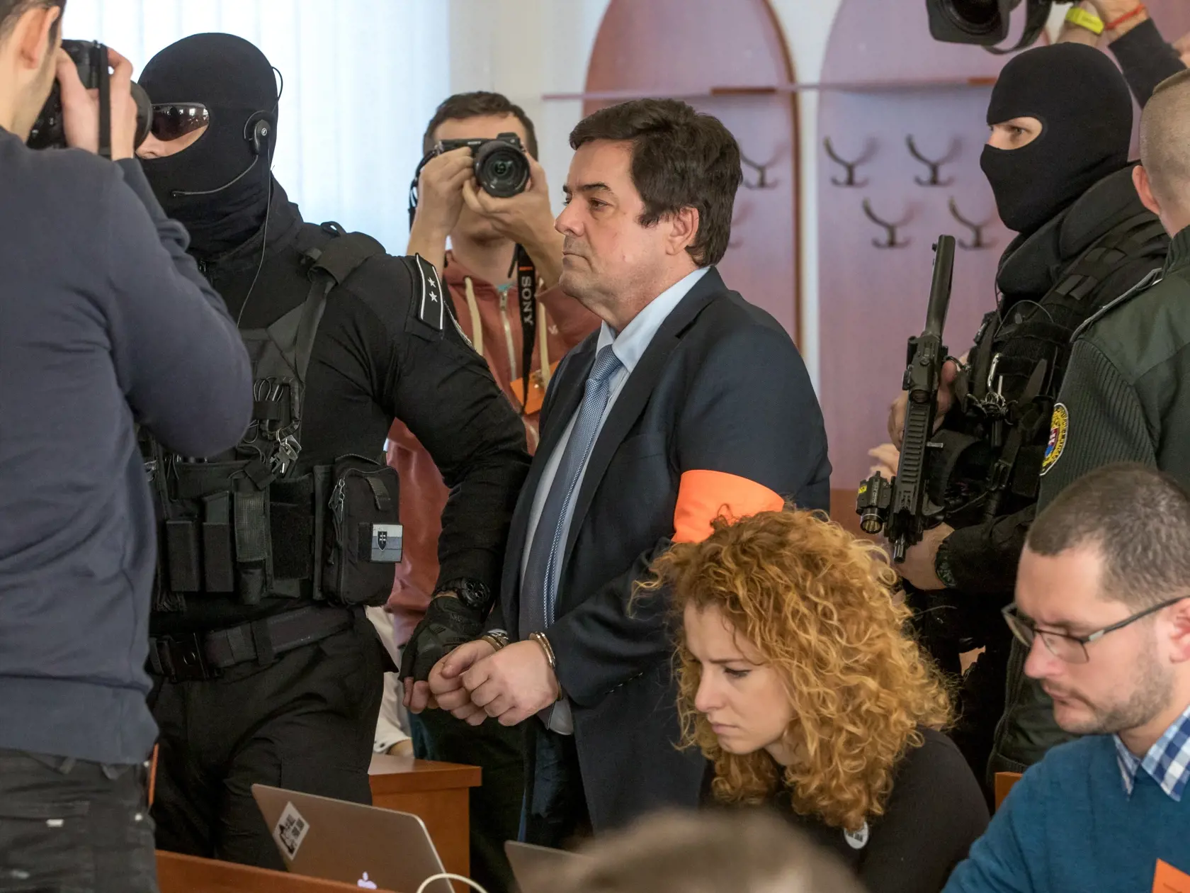 Štvrté pojednávanie na Špecializovanom trestnom súde v Pezinku vo veci vraždy investigatívneho novinára Jána Kuciaka a jeho snúbenice Martiny Kušnírovej. Na snímke je obžalovaný Marián Kočner.