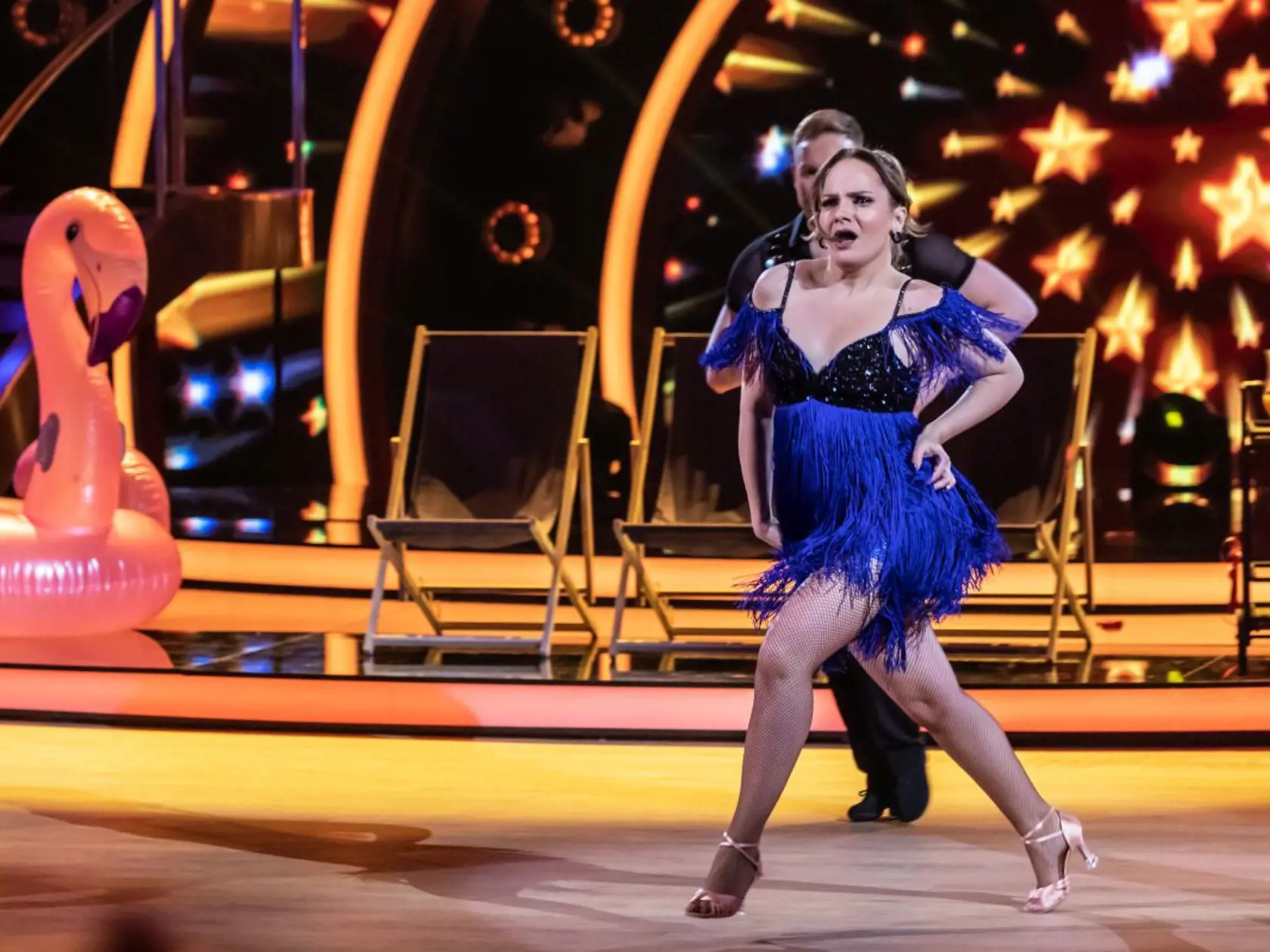 Zuzana Šebová a Vilém Šír počas svojho vystúpenia 1. kola Let's Dance.