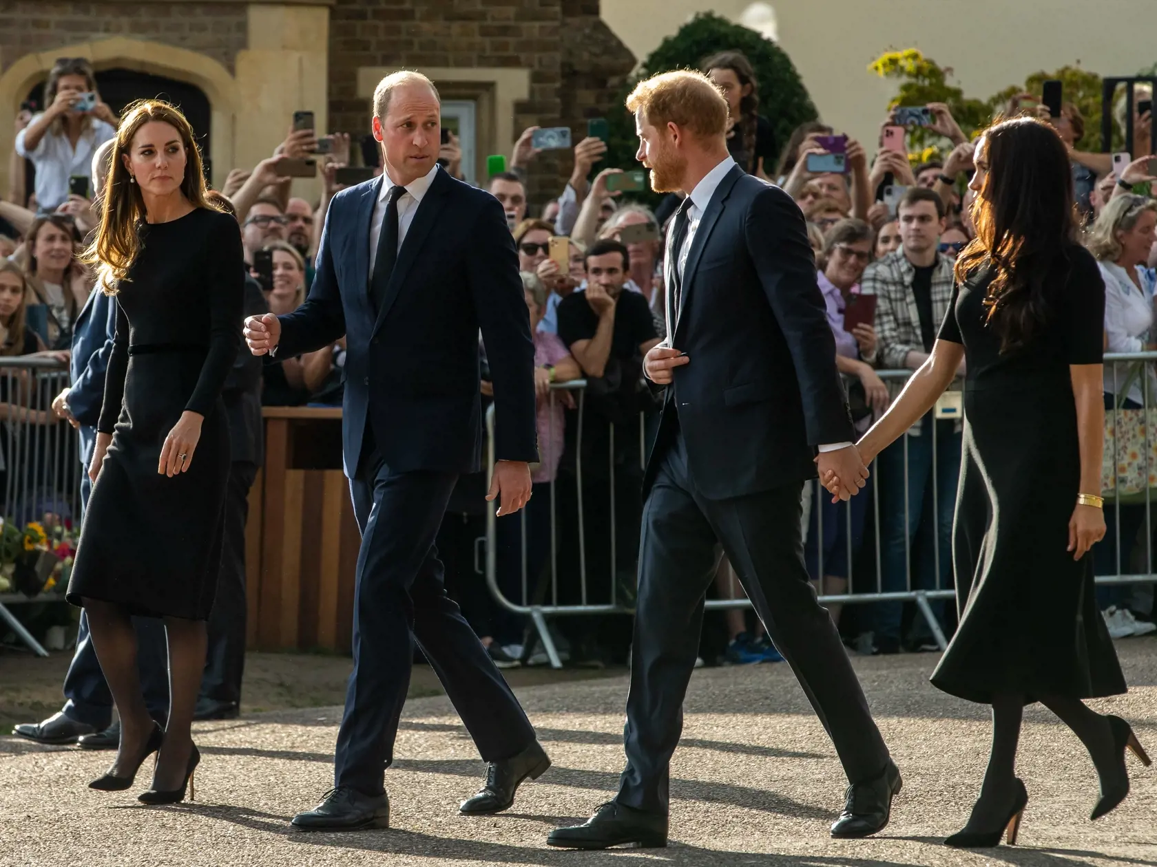 Prince And Princess Of Wales And Duke And Duchess Of Sussex Walkabout Outside Windsor Castle