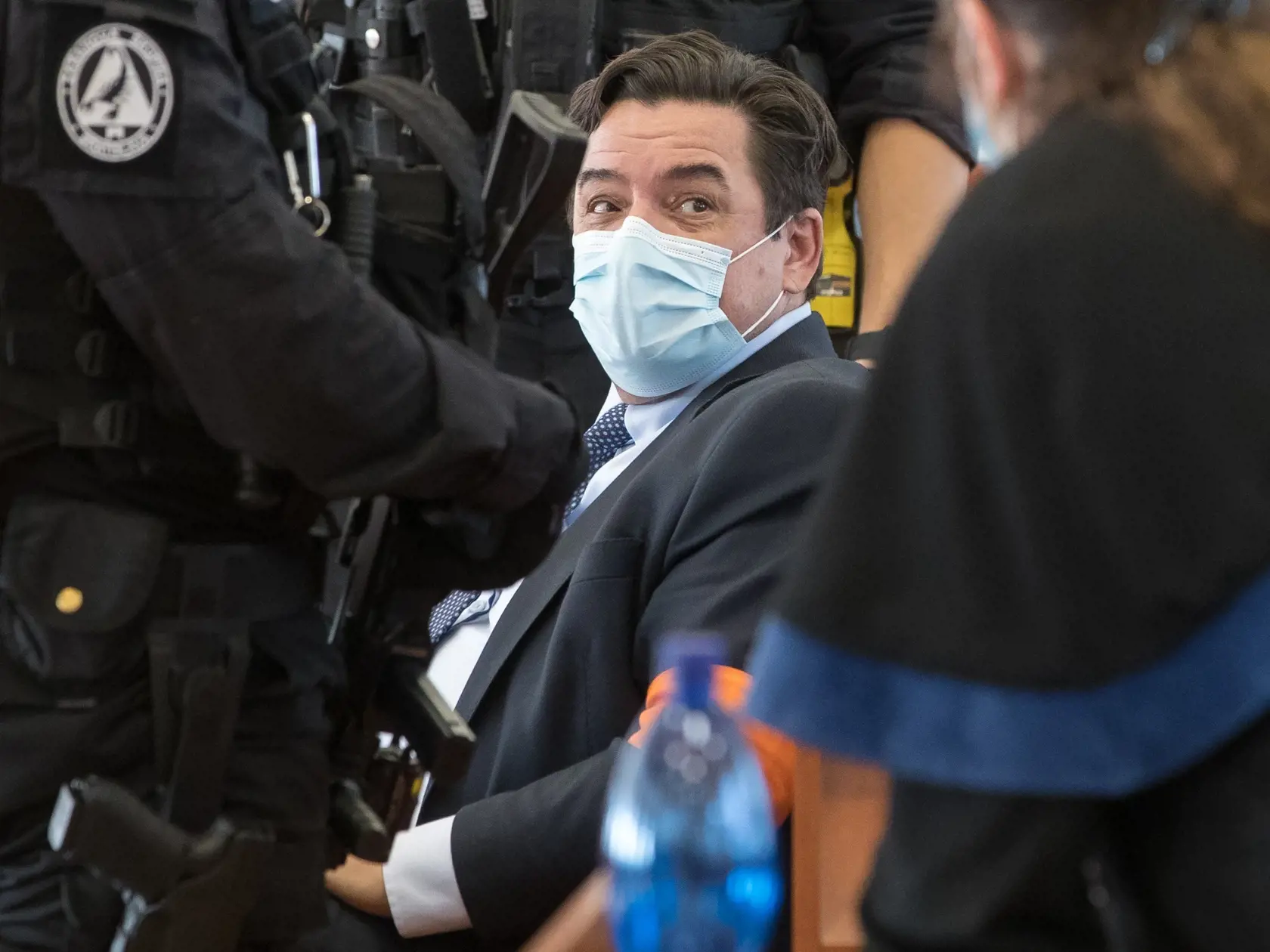 Pojednávanie na Špecializovanom trestnom súde v Pezinku vo veci vraždy novinára Jána Kuciaka a jeho snúbenice Martiny Kušnírovej z objednávky ktorej je obžalovaný Marián Kočner. Očakávaneho rozsudku sa zúčastnilo mnoho slovenských aj zahraničných médii. Na snímke je Marián Kočner.