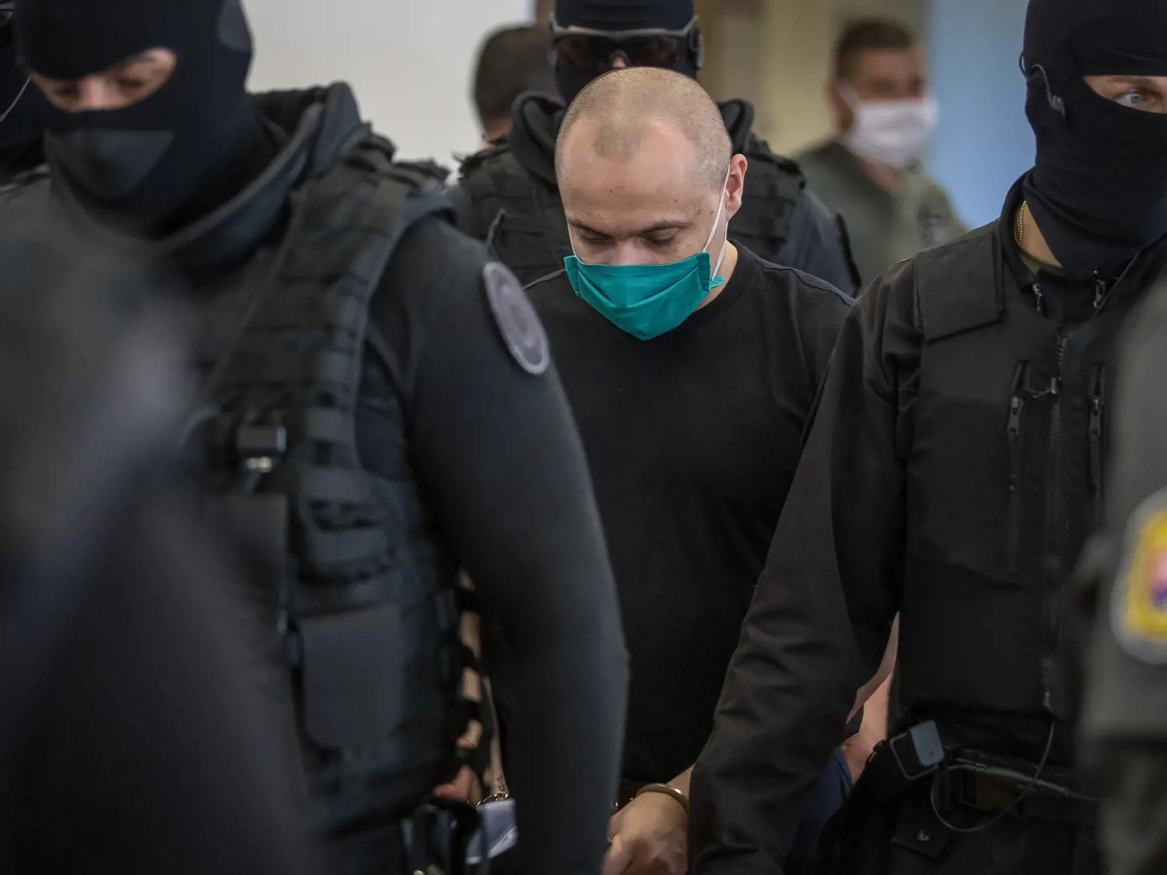 Súdne pojednávanie na Špecializovanom trestnom súde v Pezinku vo veci vraždy Jána Kuciaka a Martiny Kušnírovej. Na snímke je obžalovaný Tomáš Szabó.