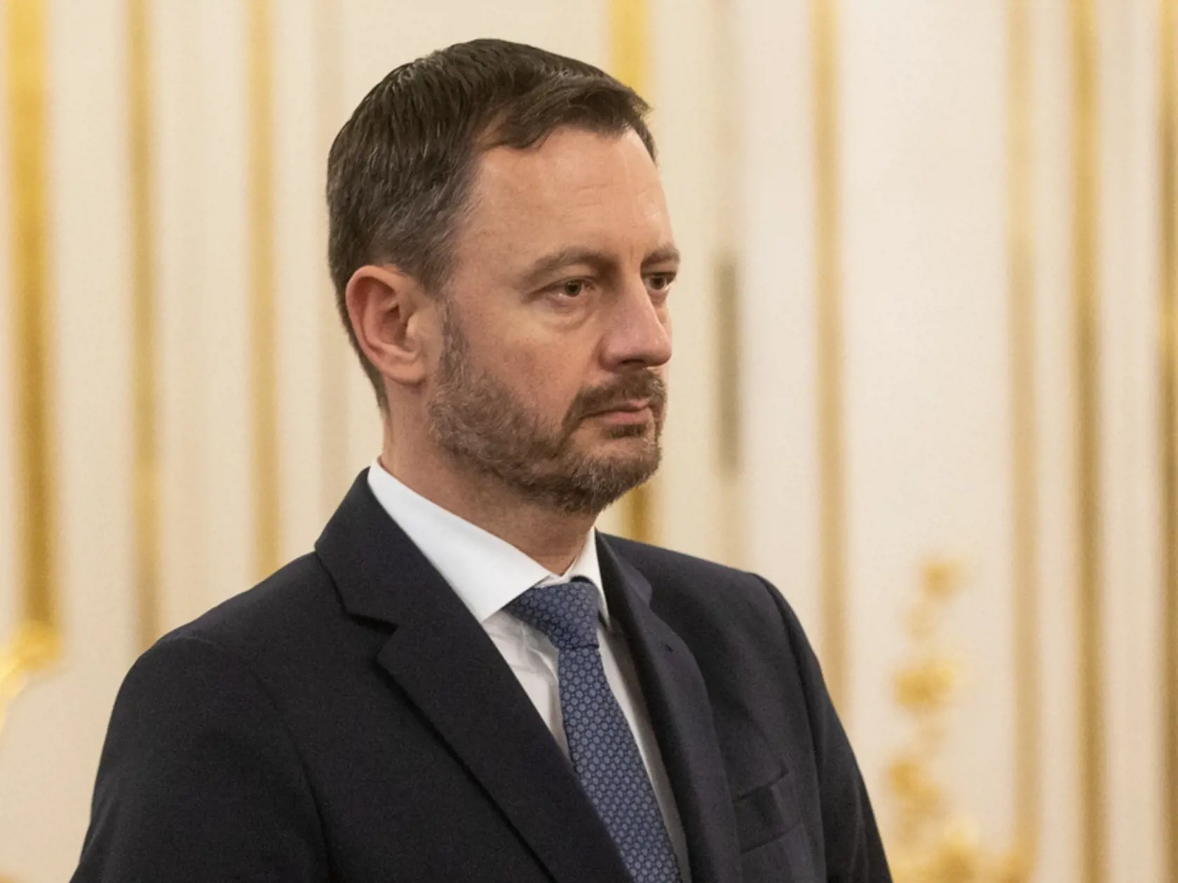 Eduard Heger pri odvolávaní vlády v Prezidentskom paláci.