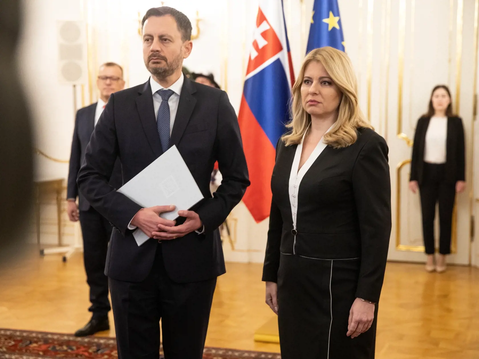 Eduard Heger pri odvolávaní vlády v Prezidentskom paláci.