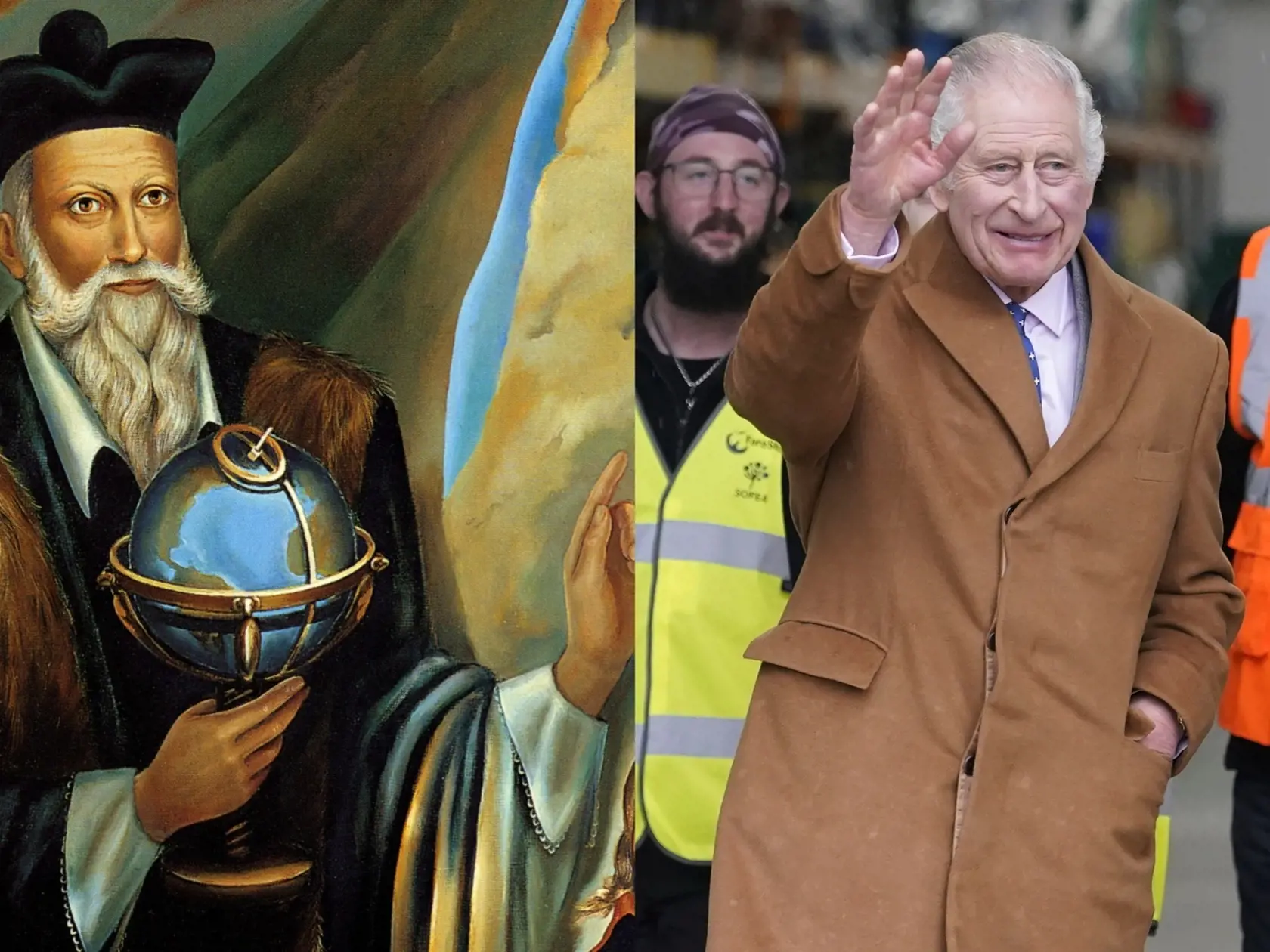Koláž Nostadamus a Karol III.