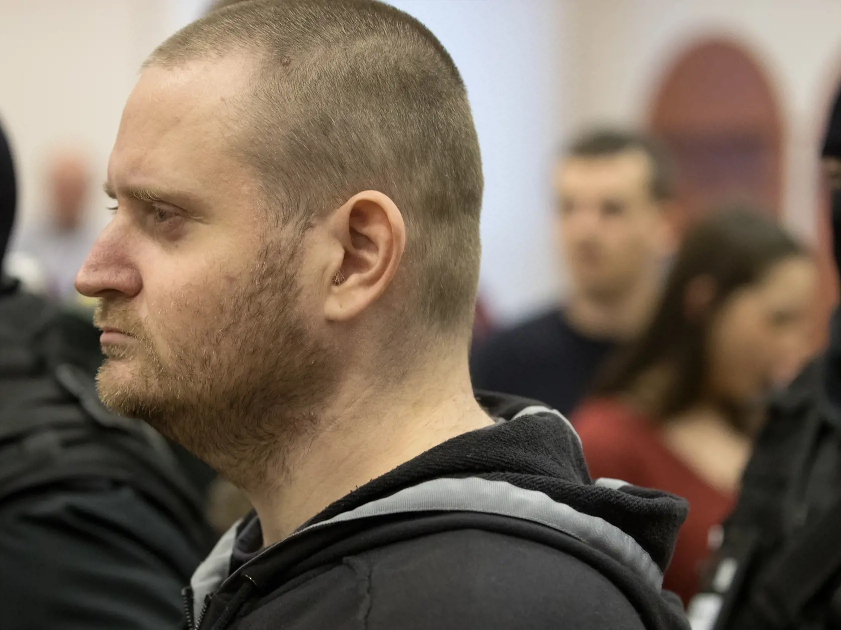 Prvé pojednávanie na Špecializovanom trestnom súde v Pezinku vo veci vraždy investigatívneho novinára Jána Kuciaka a jeho snúbenice Martiny Kušnírovej. Na snímke je Miroslav Marček.