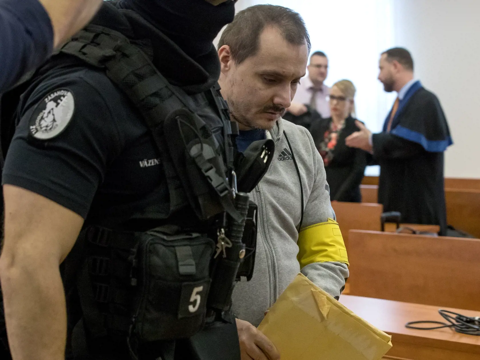 Prvé pojednávanie na Špecializovanom trestnom súde v Pezinku vo veci vraždy investigatívneho novinára Jána Kuciaka a jeho snúbenice Martiny Kušnírovej. Na snímke je Tomáš Szabó.