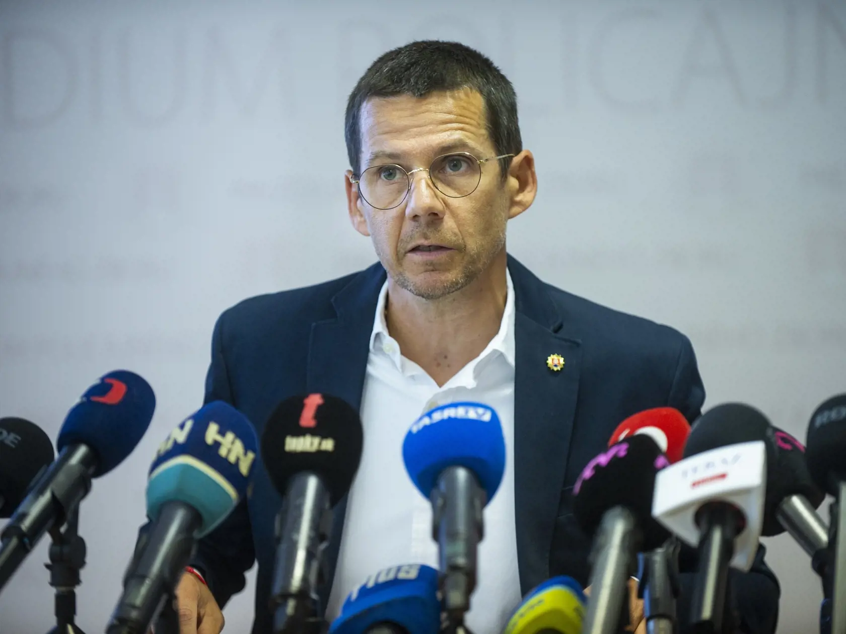 Na snímke prezident Policajného zboru SR Štefan Hamran počas tlačovej konferencie na tému – Nelegálna migrácia 4. septembra 2023 v Bratislave. FOTO TASR – Jakub Kotian