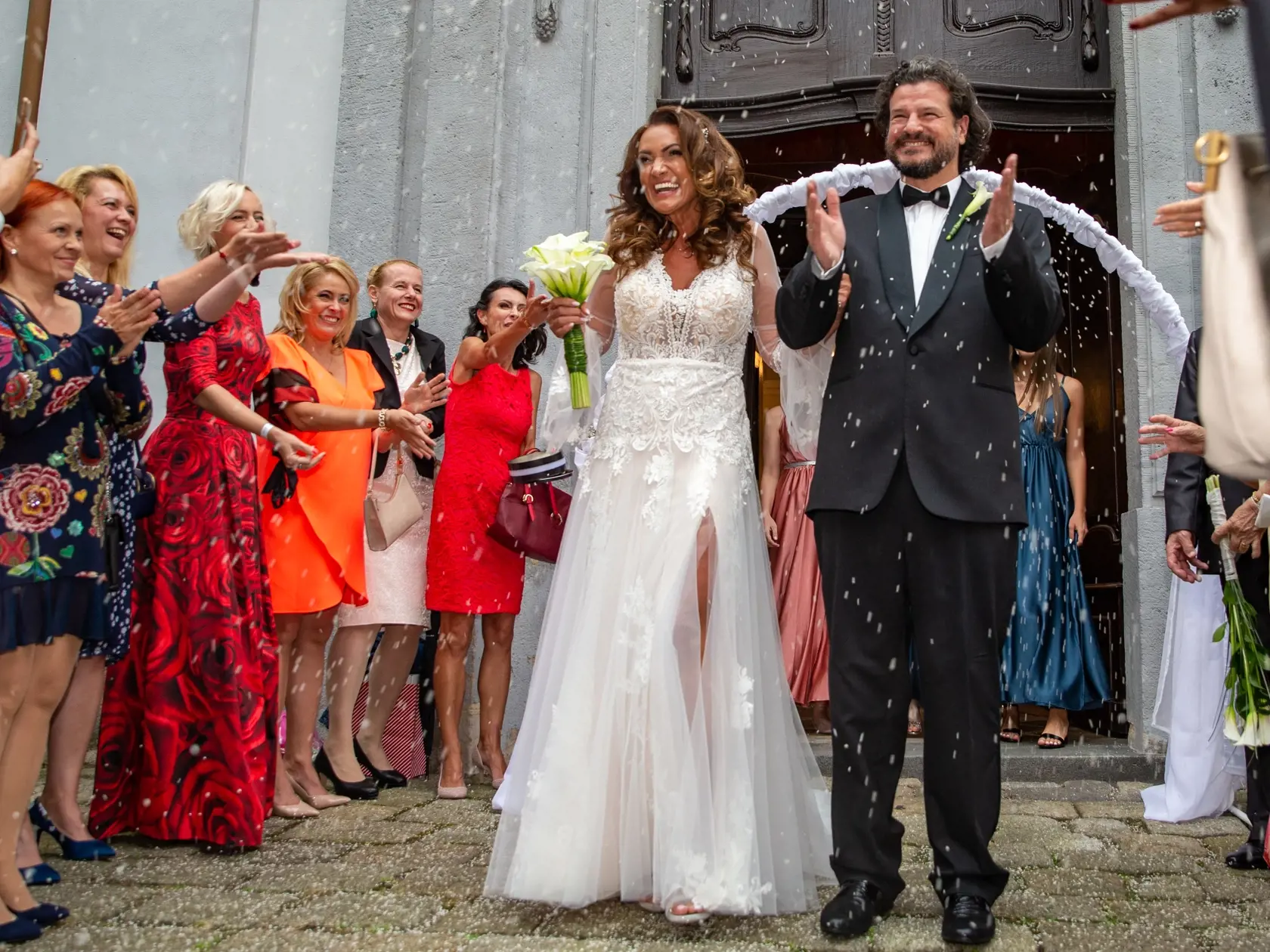 Svadba Karin Majtánovej a Petra Kremnického v Bratislave. Na snímke je Karin Majtánová a Peter Kremnický. 