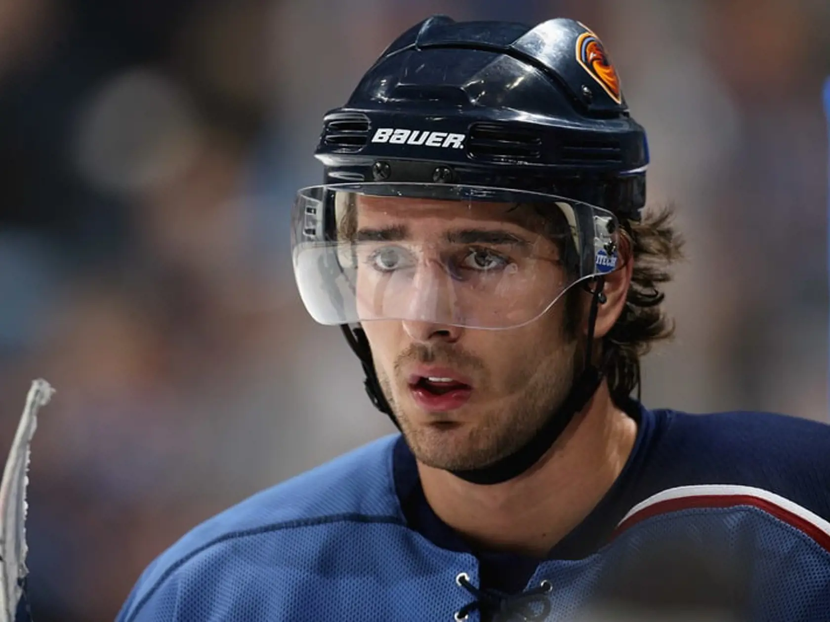 ATLANTA - SEPTEMBER 23:  Boris Valabik #48 of the Atlanta Thrashers looks on during an NHL preseason game against the St. Louis Blues on September 23, 2006 at Philips Arena in Atlanta, Georgia. The Thrashers defeated the Blues 1-0. (Photo by Scott Cunningham/Getty Images)