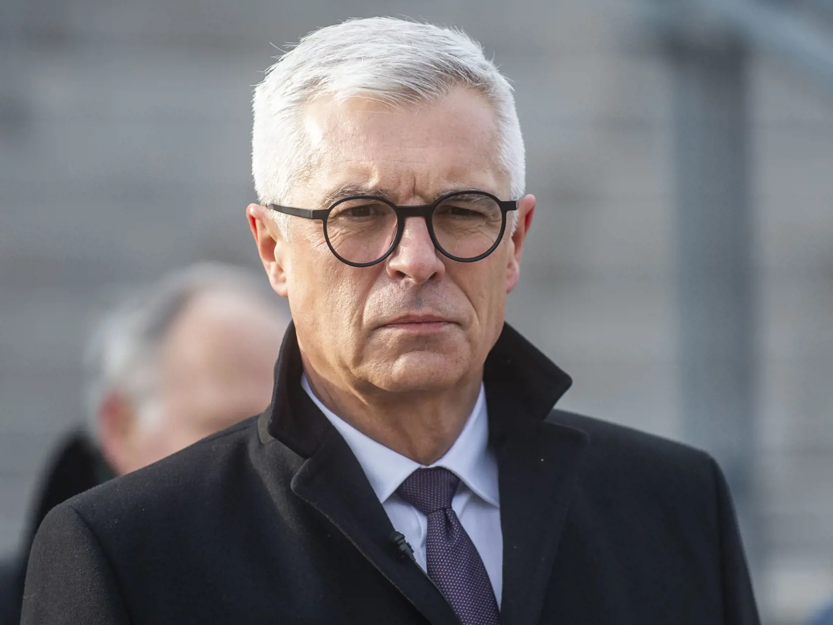 Na snímke kandidát na prezidenta SR Ivan Korčok počas tlačovej konferencie pri príležitosti odovzdania petície s podpismi občanov za jeho kandidatúru 19. januára 2024 pred budovou Národnej rady SR v Bratislave.