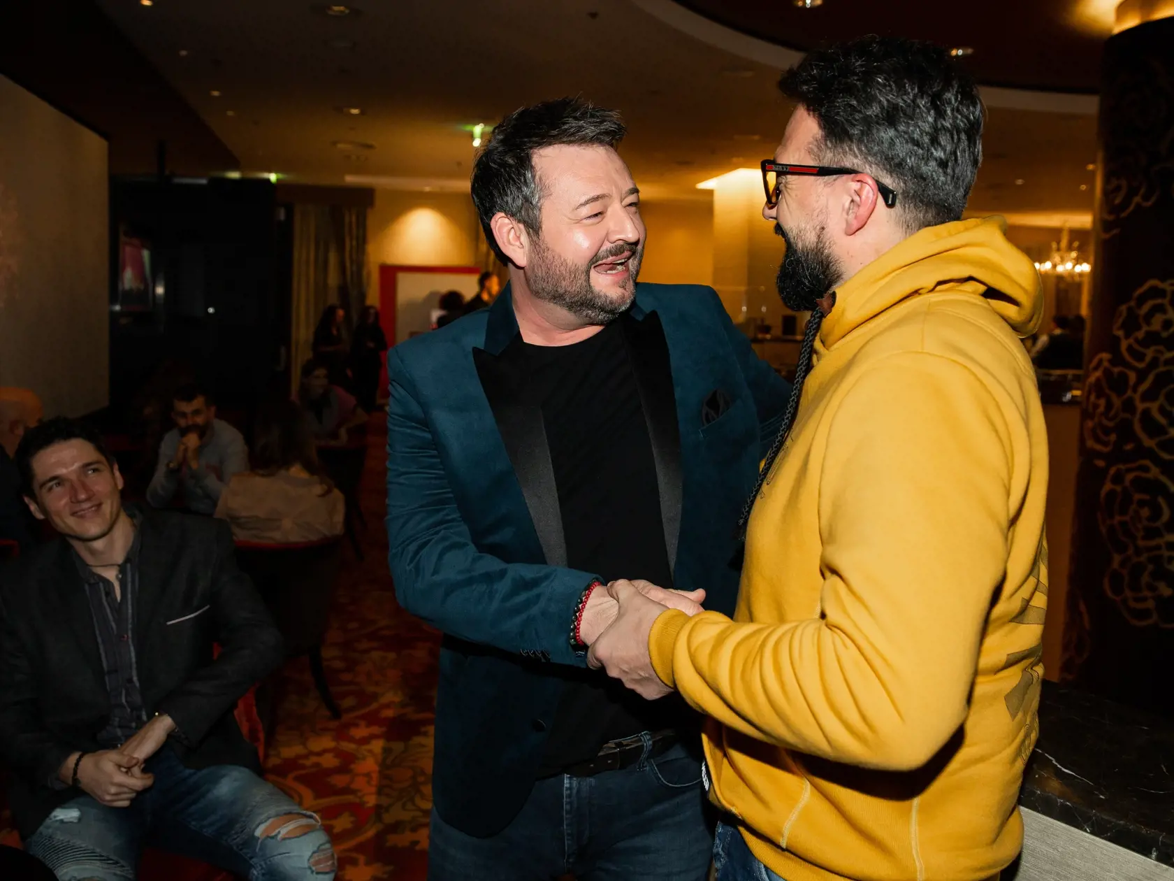 Párty televízie JOJ k príležitosti predstavenia novej zábavnej relácie, konanej v Bratislave. Na snímke Marián Čekovský a Michal Hudák.