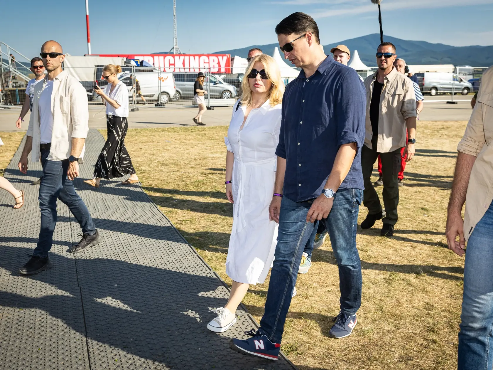 Festival “POHODA 2023” na letisku v Trenčíne. Na snímke Zuzana Čaputová a Juraj Rizman.