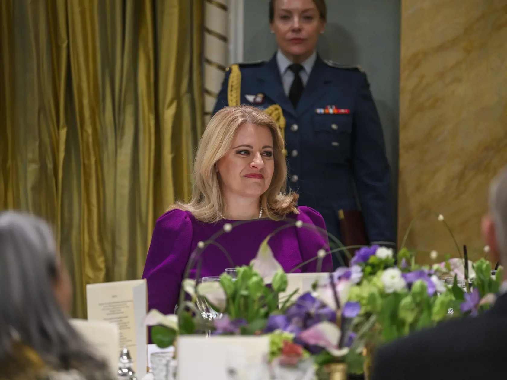 Prezidentka SR Zuzana Čaputová priletela na oficiálnu návštevu Kanady. Naposledy sa oficiálna návšteva slovenskej hlavy štátu v Kanade uskutočnila pred viac ako 20 rokmi. Na snímke prezidentka SR Zuzana Čaputová počas štátnej večere v Ottawe 30. januára 2024. FOTO TASR - Jaroslav Novák