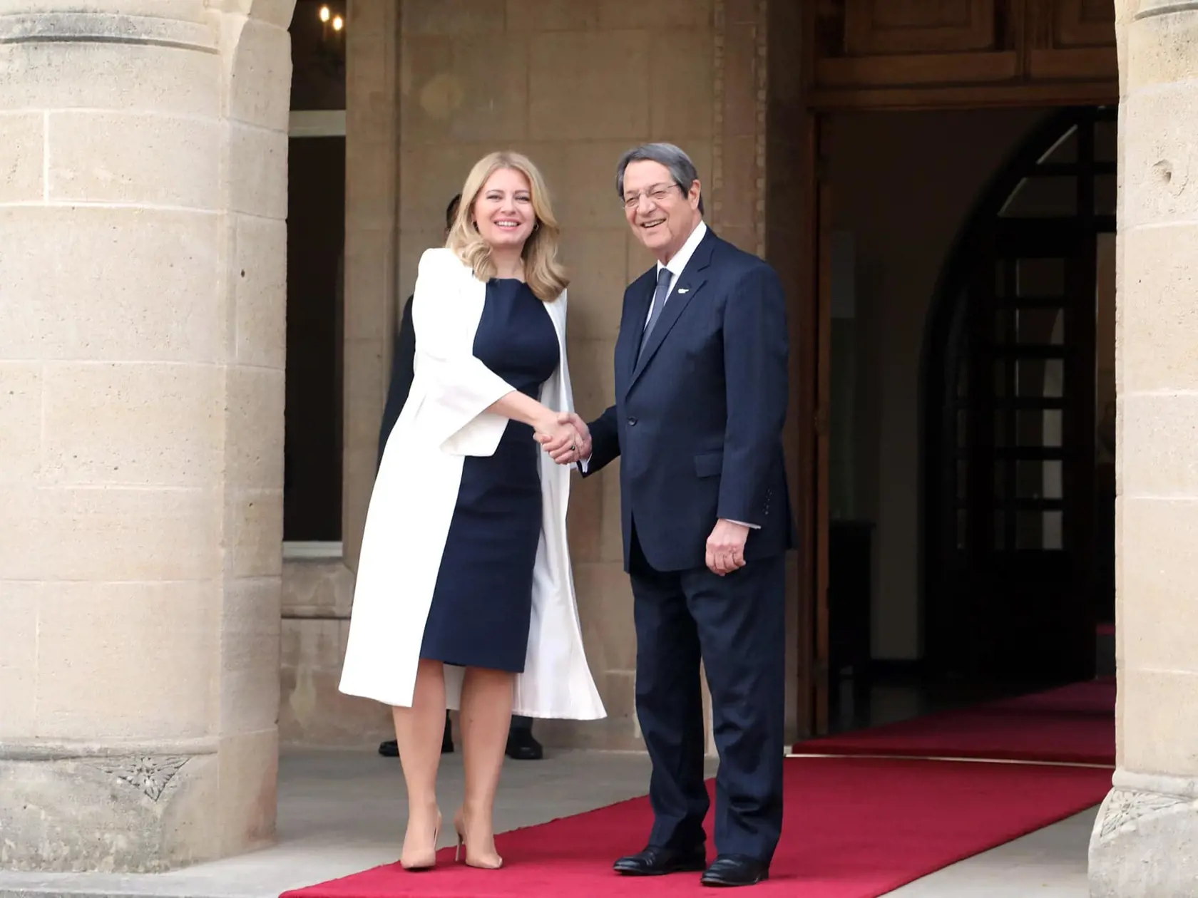 Zuzana Čaputová a cyperský prezident Nikos Anastasiadis.