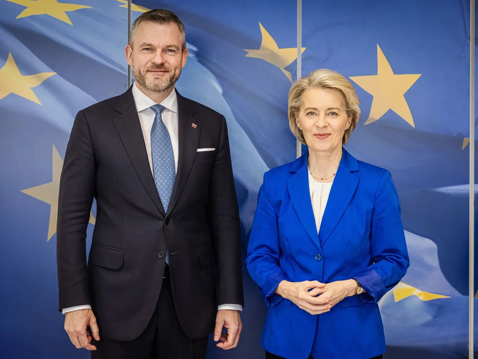 Peter Pellegrini a Ursula von der Leyenová v Bruseli.