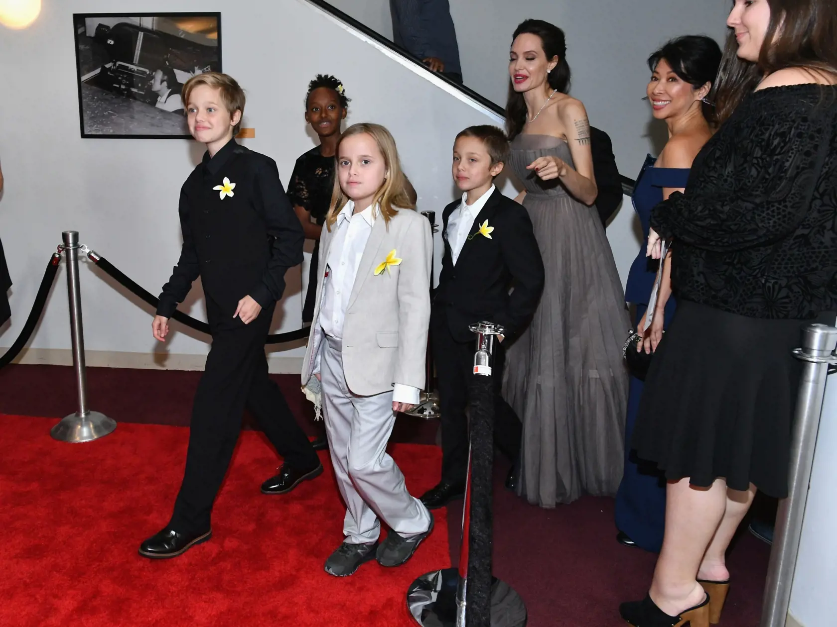 NEW YORK, NY - SEPTEMBER 14: (L-R) Shiloh Jolie-Pitt, Zahara Jolie-Pitt, Vivienne Jolie-Pitt and Knox Leon Jolie-Pitt attend the "First They Killed My Father" New York Premiere on September 14, 2017 in New York City.  (Photo by Dia Dipasupil/Getty Images)